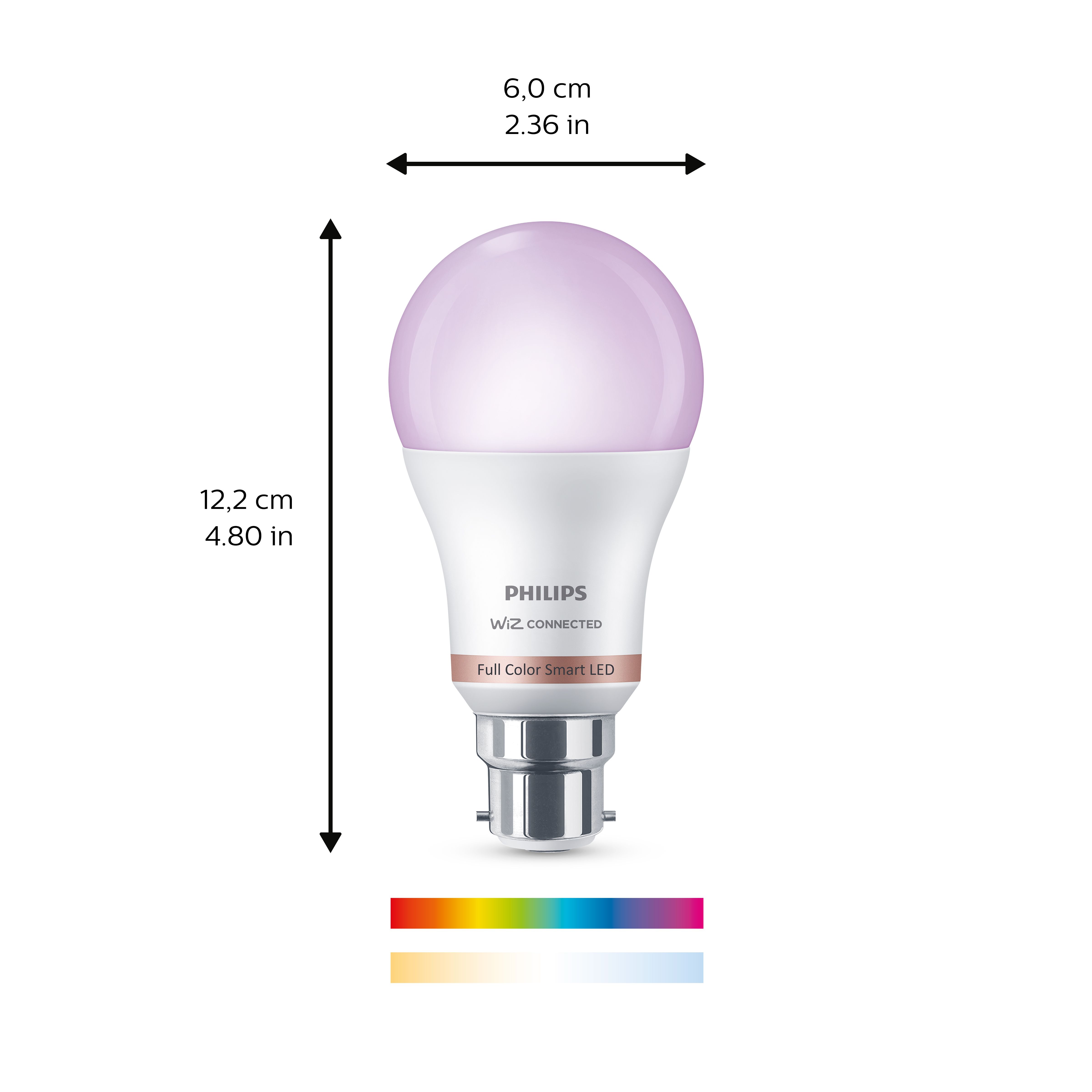 Philips WiZ B22 60W LED Cool white, RGB & warm white A60 Non-dimmable Light bulb