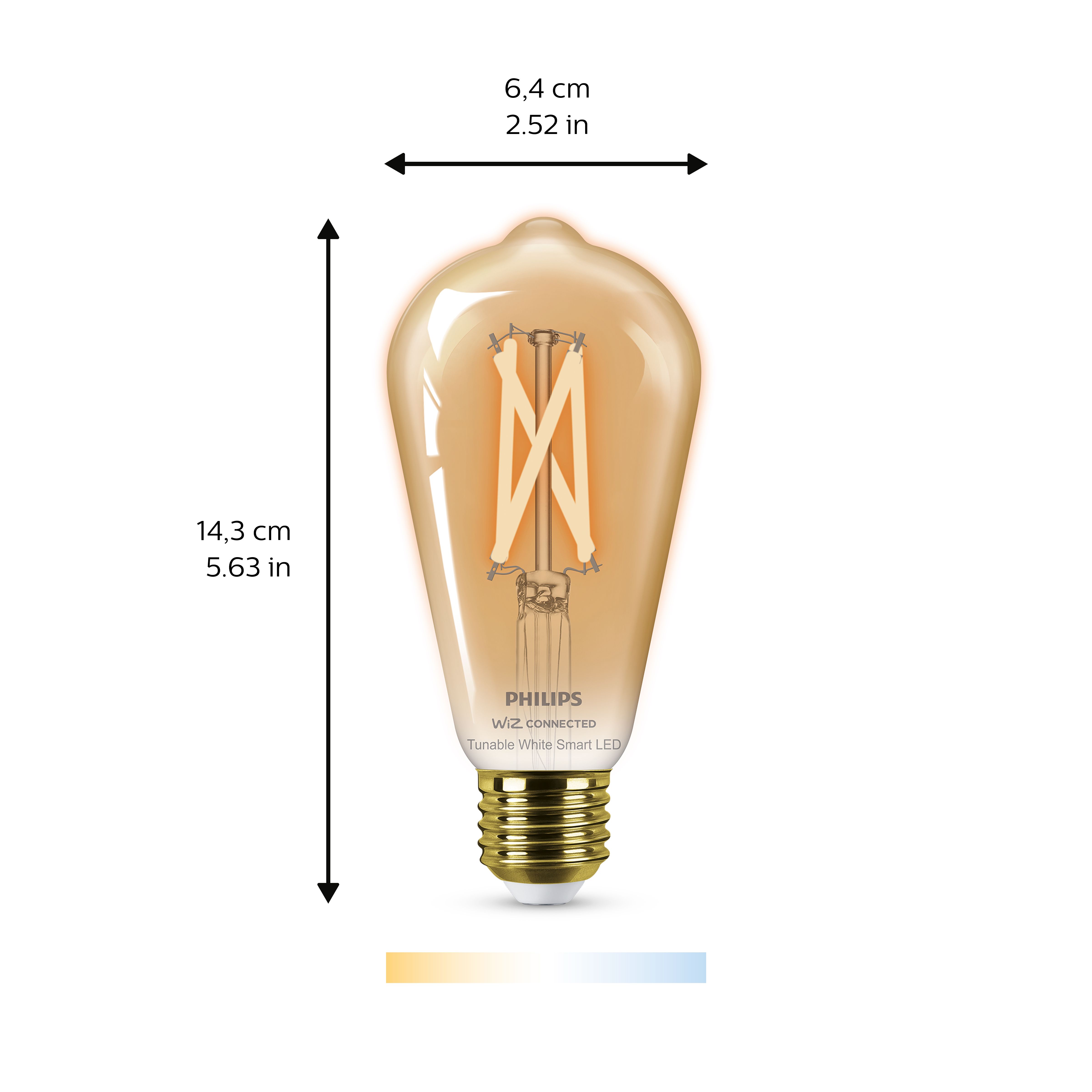 Philips WiZ E27 50W LED Cool white & warm white ST64 Non-dimmable Light bulb Pack of 2