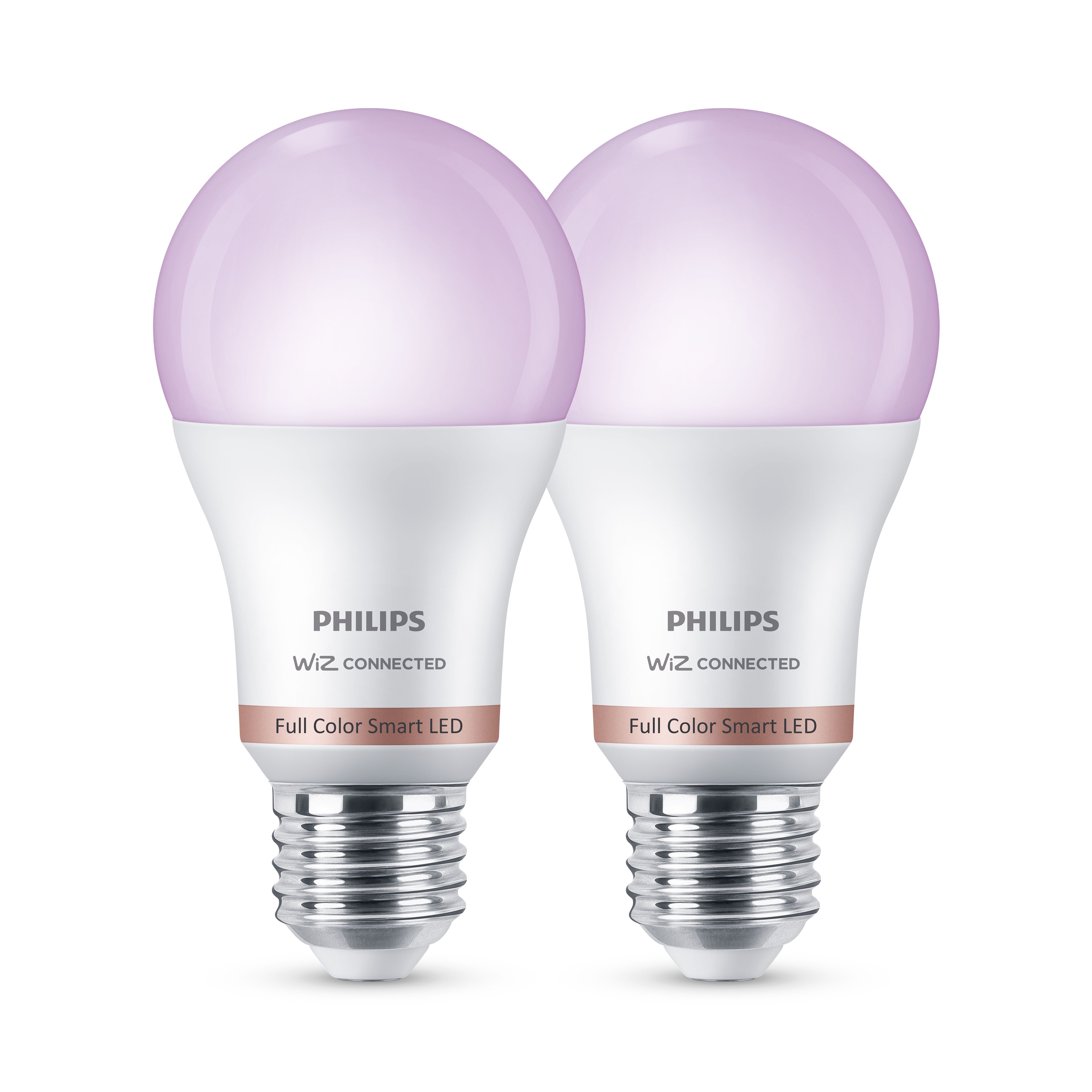Philips WiZ E27 60W LED Cool white, RGB & warm white A60 Non-dimmable Light bulb Pack of 2