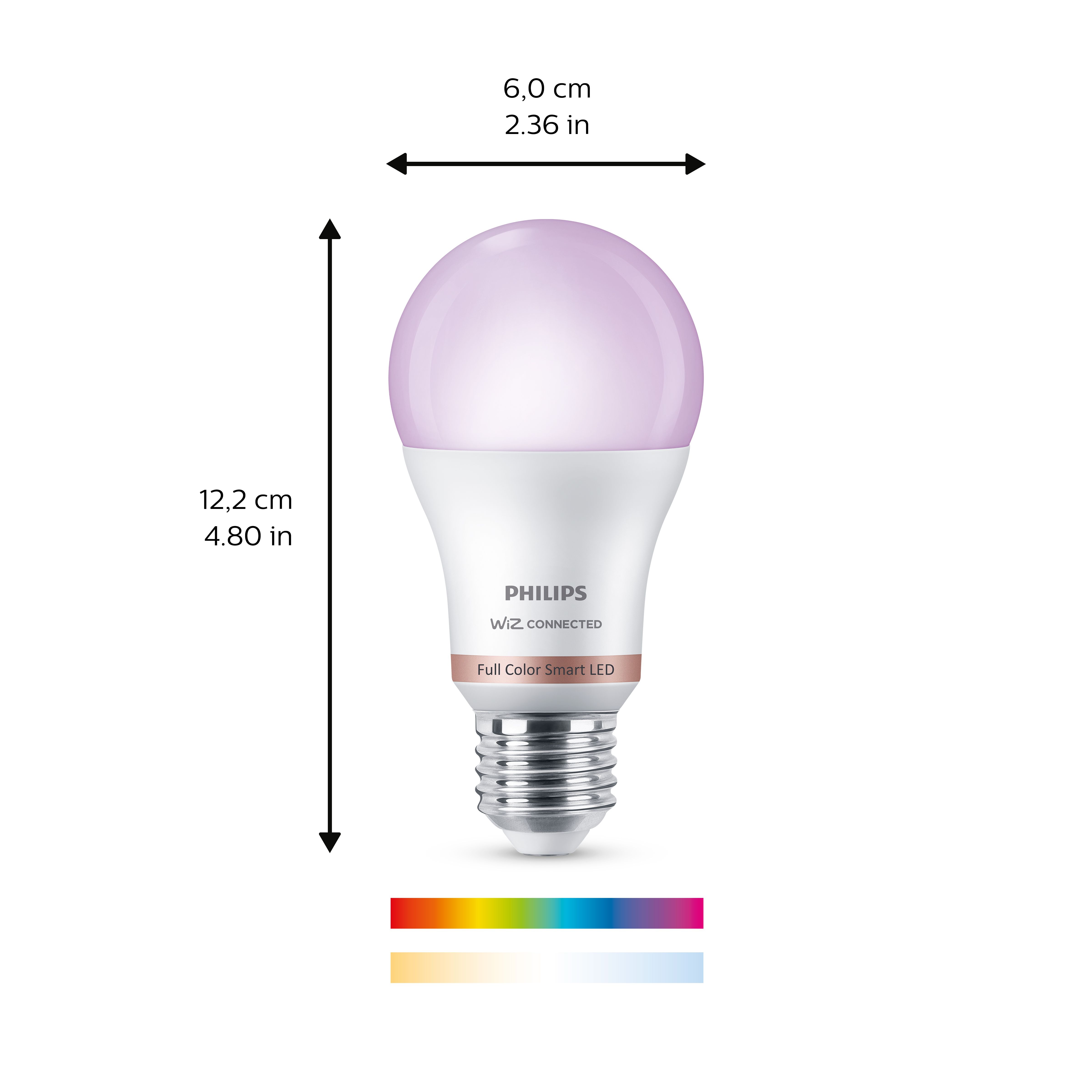 Philips WiZ E27 60W LED Cool white, RGB & warm white A60 Non-dimmable Light bulb Pack of 2