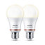 Philips WiZ E27 60W LED Warm white A60 Non-dimmable Light bulb Pack of 2