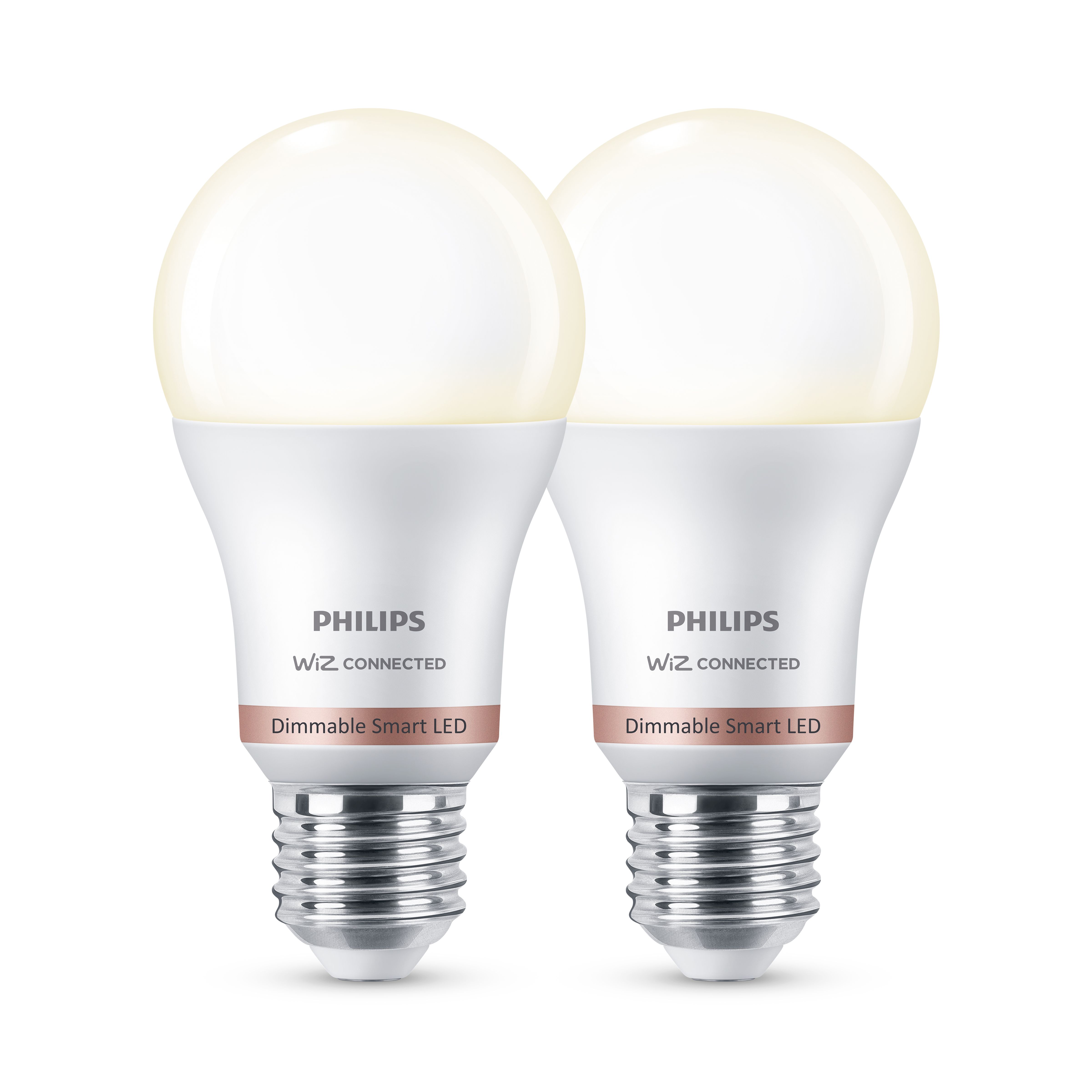 Philips WiZ E27 60W LED Warm white A60 Non dimmable Light bulb Pack of 2