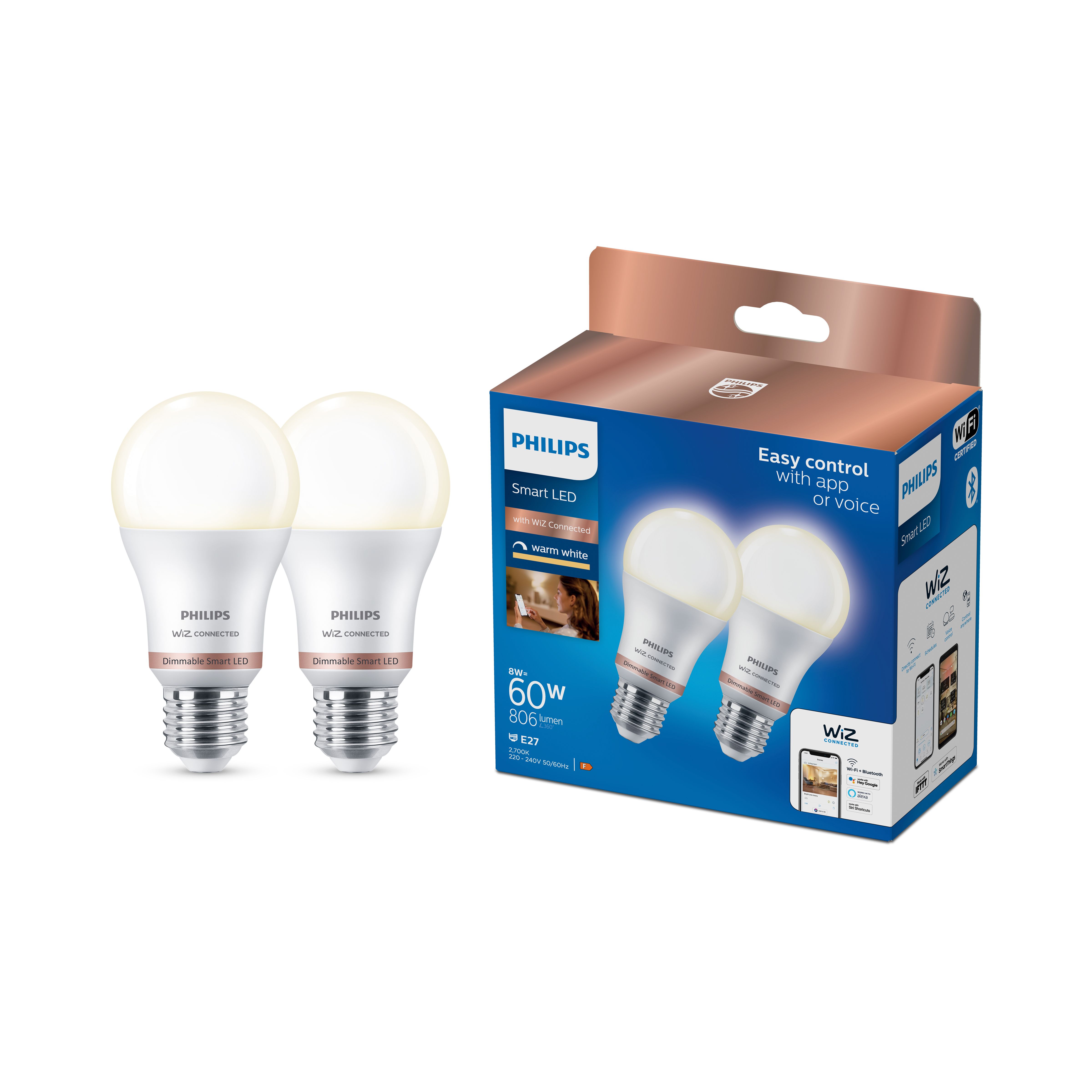 Philips WiZ SES 40W LED Cool white, RGB & warm white Candle Non