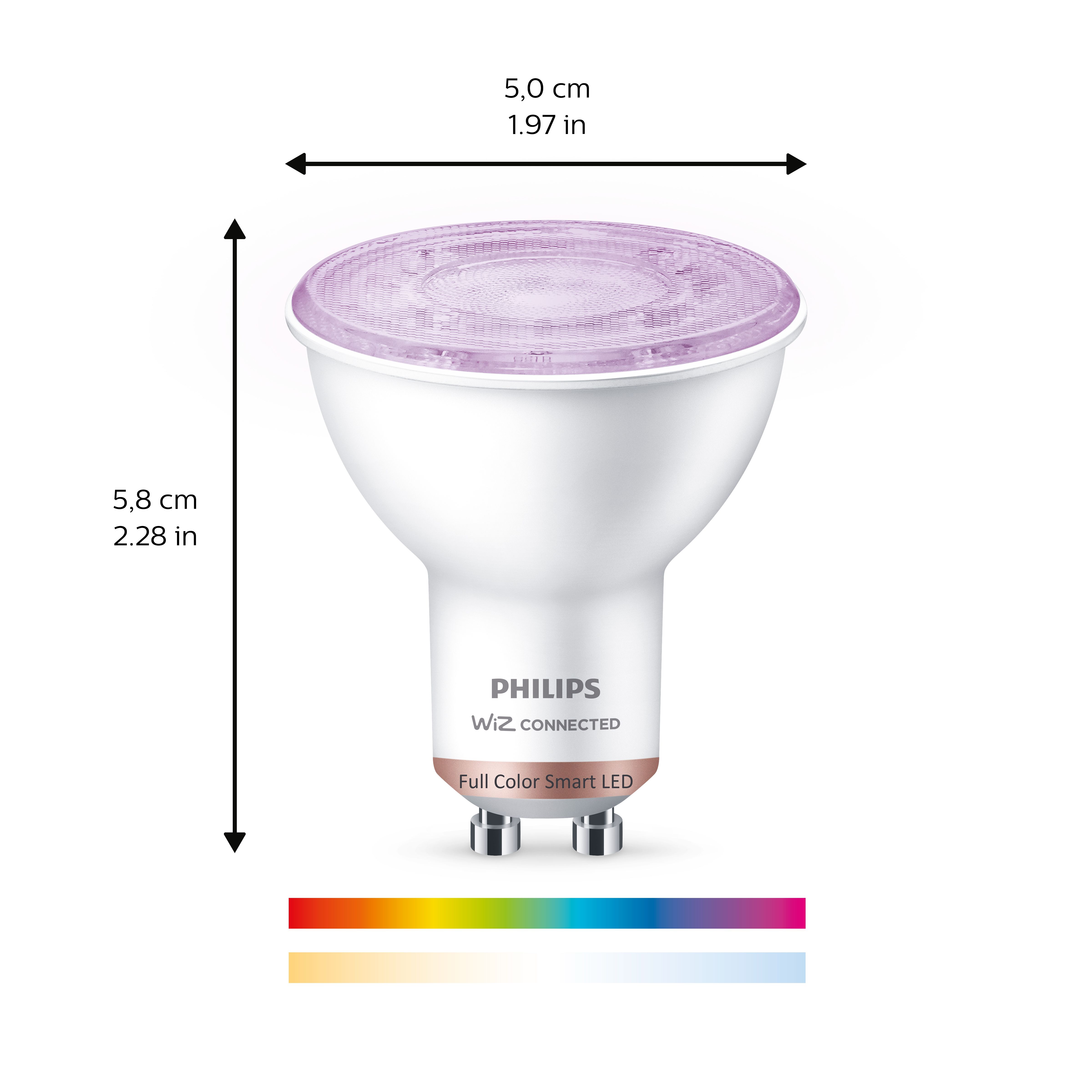 Ampoule LED spot connectée PHILIPS - WIZ - EyeComfort - dimmable - 4,7W -  345 lumens - GU10 - 93209 - Espace Bricolage