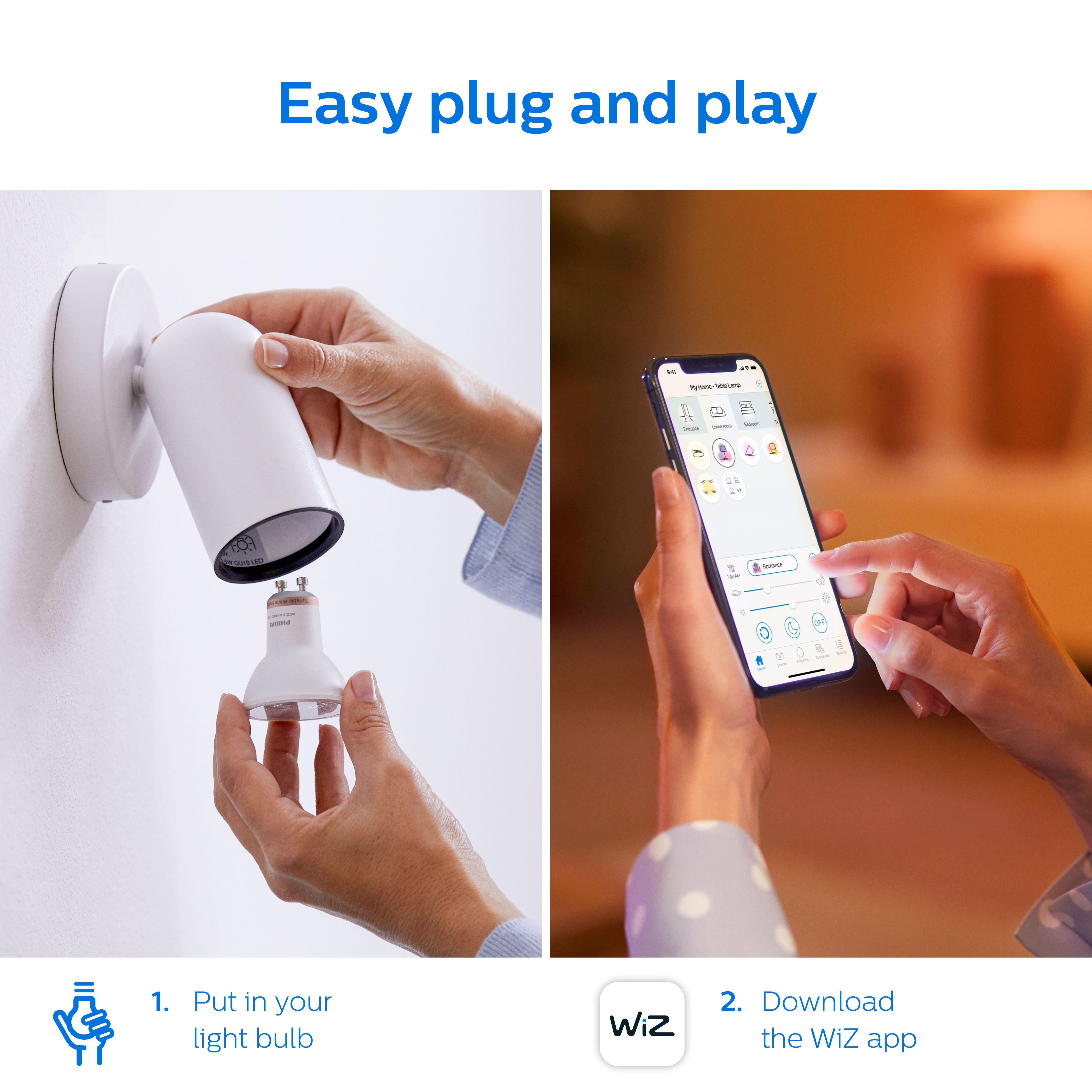 Philips WiZ GU10 50W LED Cool white, RGB & warm white PAR16 Non-dimmable Light bulb Pack of 2