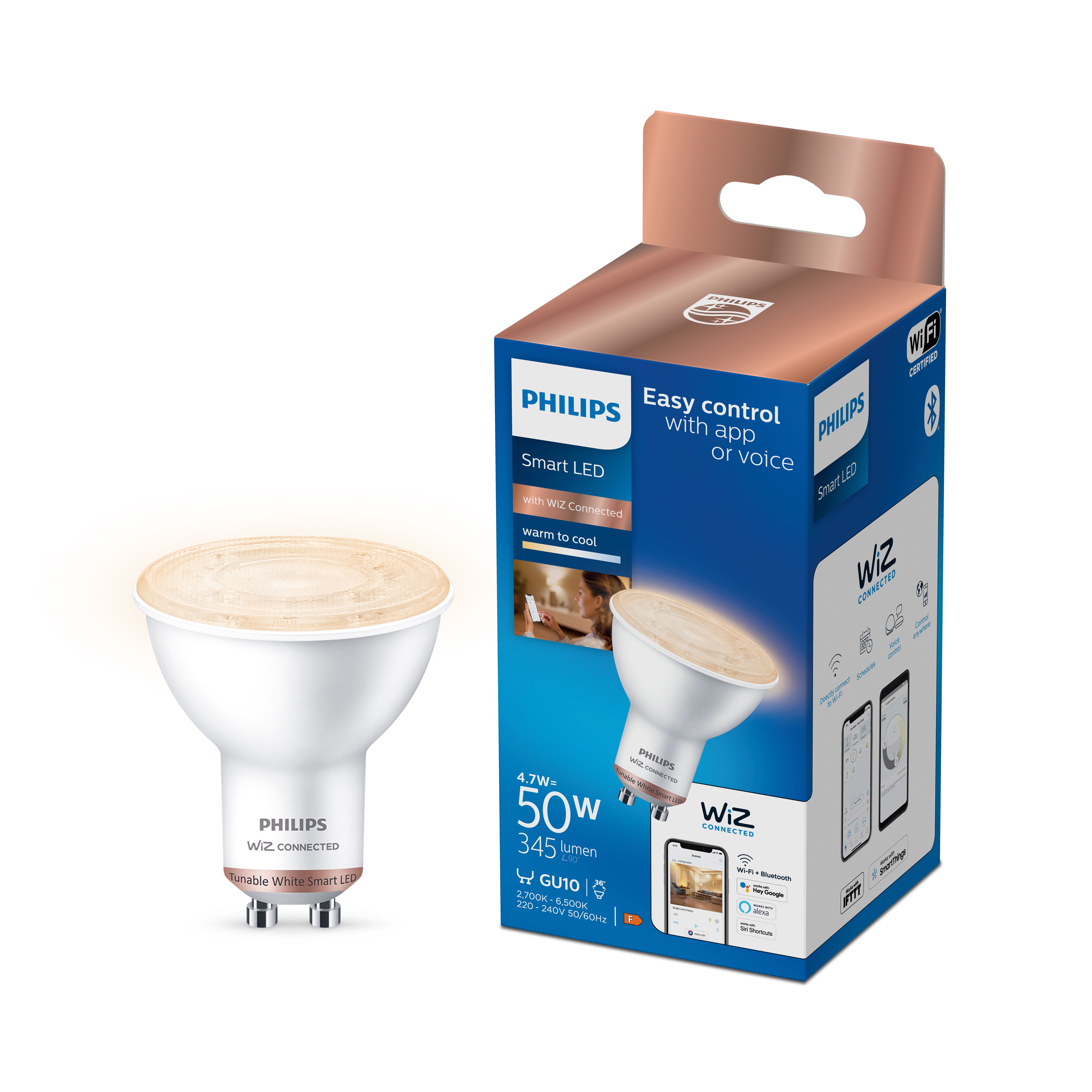 Philips dimmable led warm white 50w sales