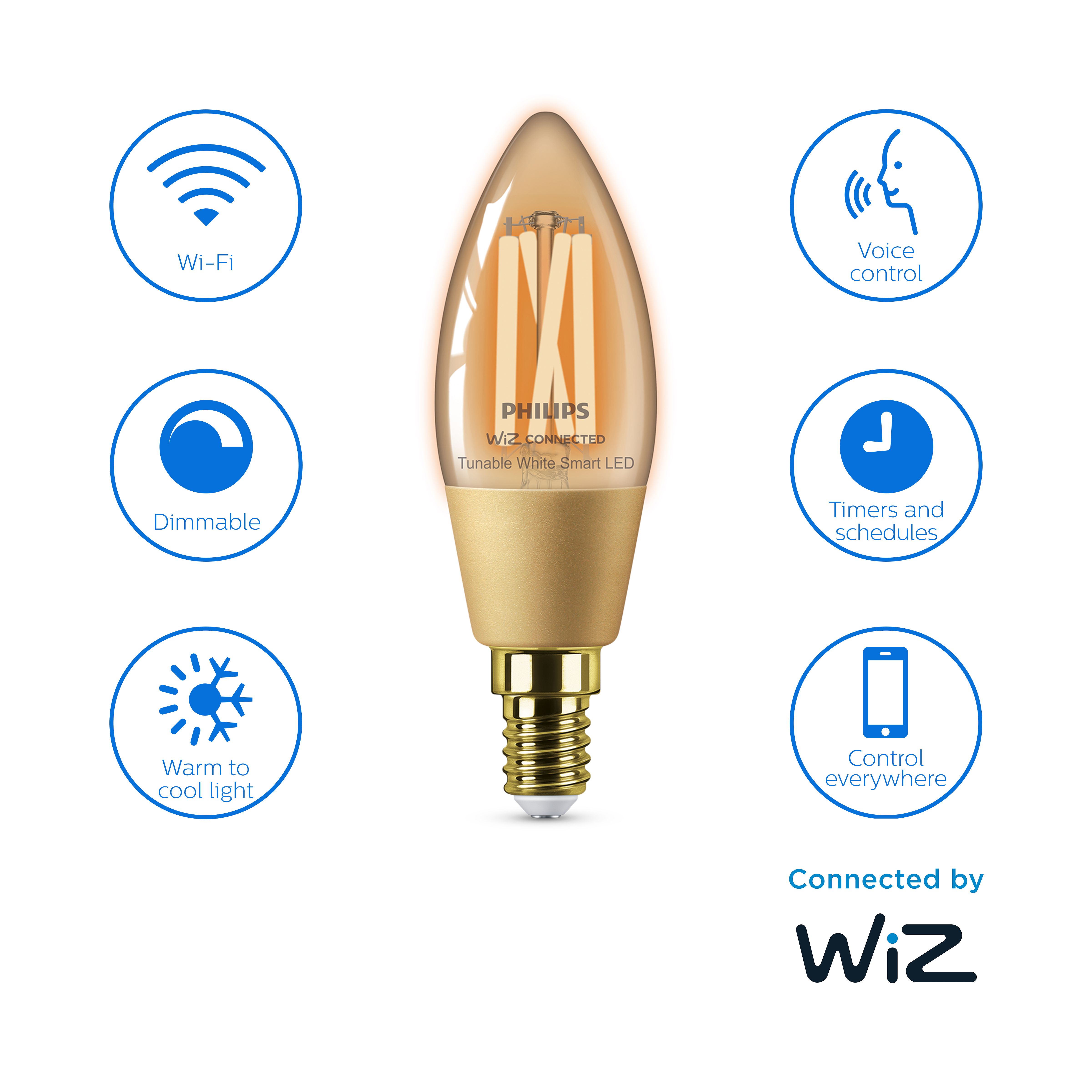 Philips WiZ SES 25W LED Cool white & warm white C35 Dimmable Light bulb