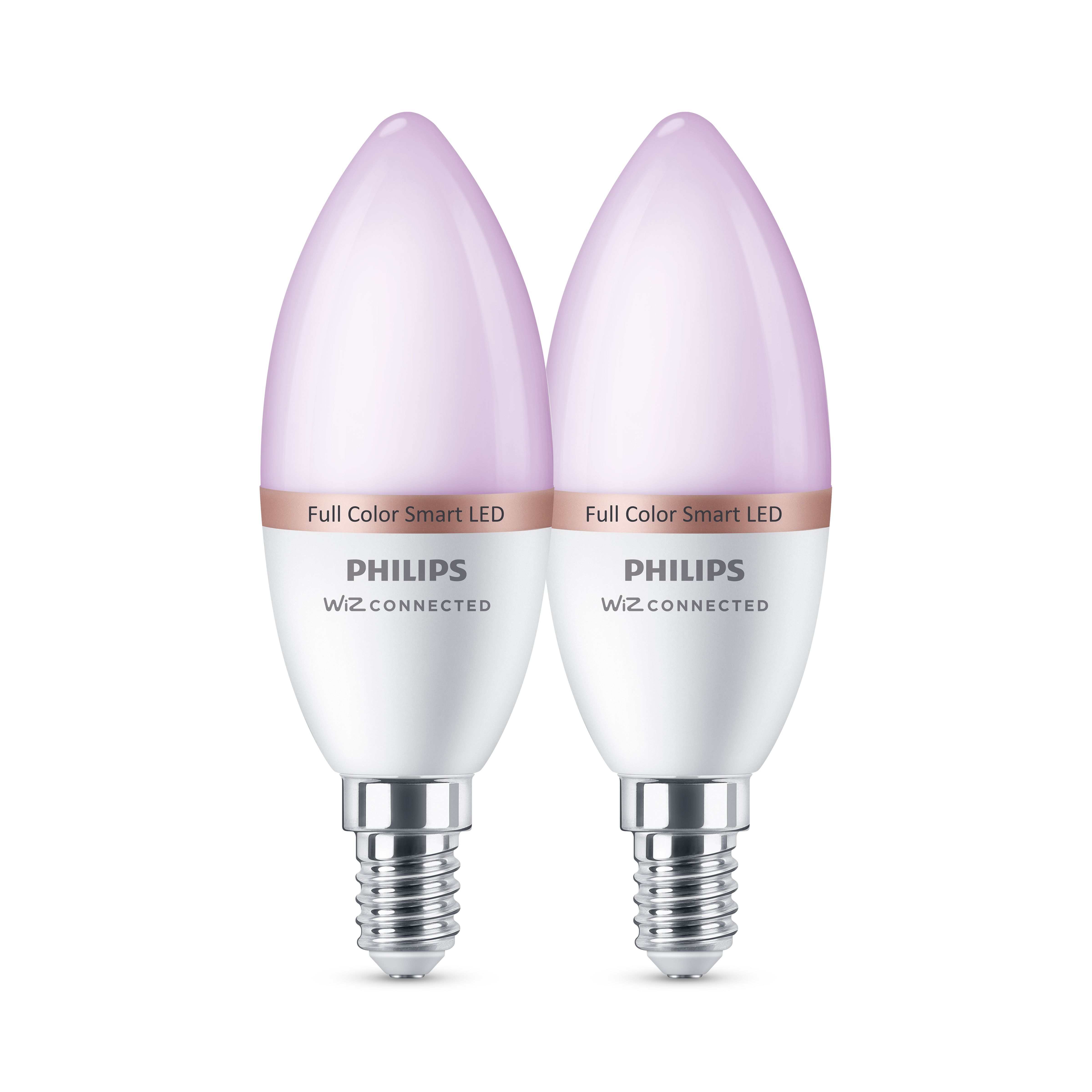 Philips WiZ SES 40W LED Cool white, RGB & warm white Candle Non-dimmable Light bulb Pack of 2