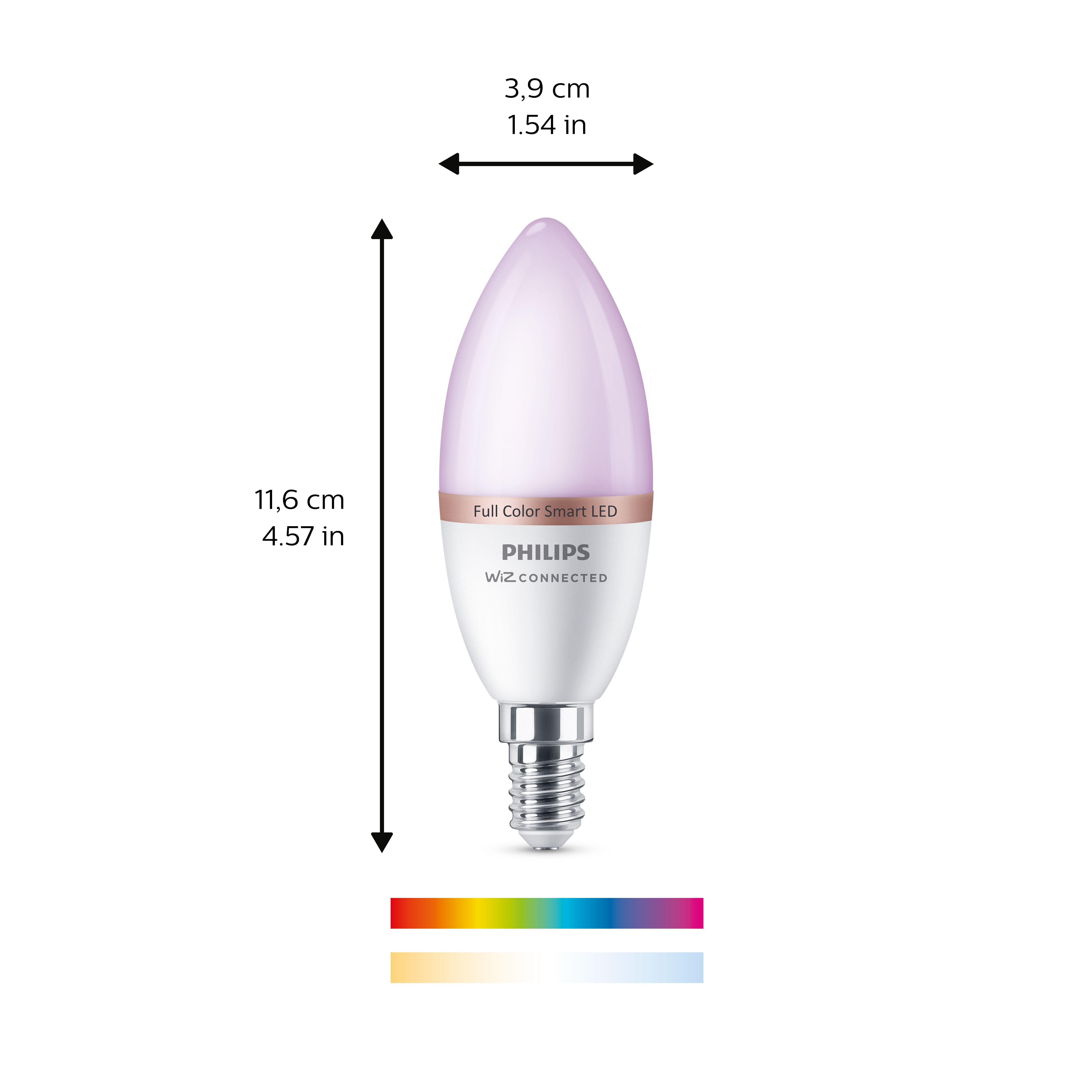 Philips WiZ SES 40W LED Cool white, RGB & warm white Candle Non-dimmable  Light bulb Pack of 2