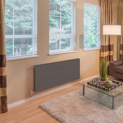 Piatto Matt charcoal Horizontal Panel Radiator, (W)600mm x (H)600mm
