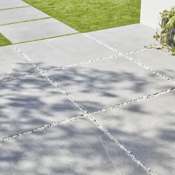 Piazentina Grey Matt Stone effect Porcelain Outdoor Floor Tile, Pack of 2, (L)597mm (W)597mm