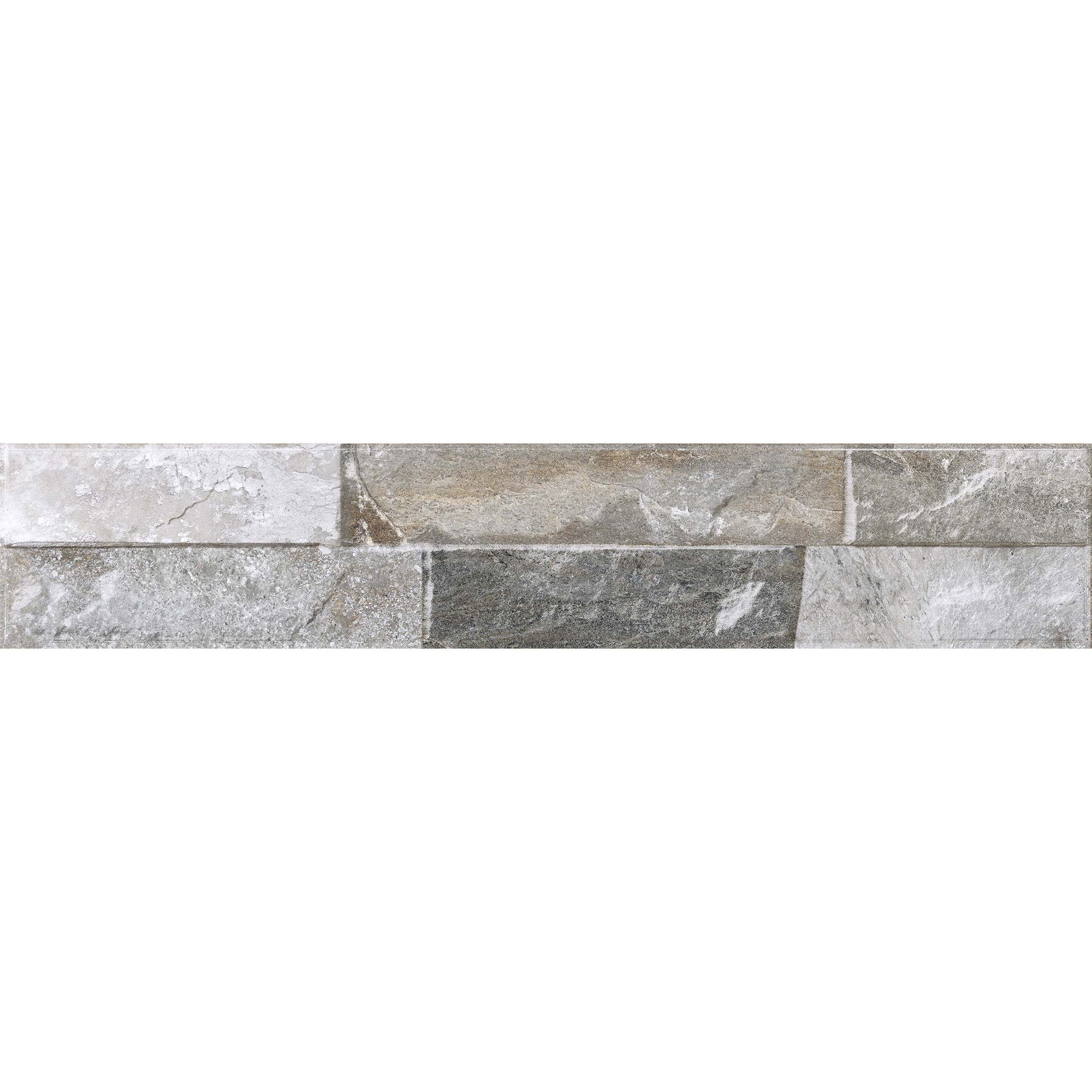 Piedra Grey Matt splitface Slate effect Textured Porcelain Indoor Wall tile, Pack of 24, (L)444mm (W)80mm