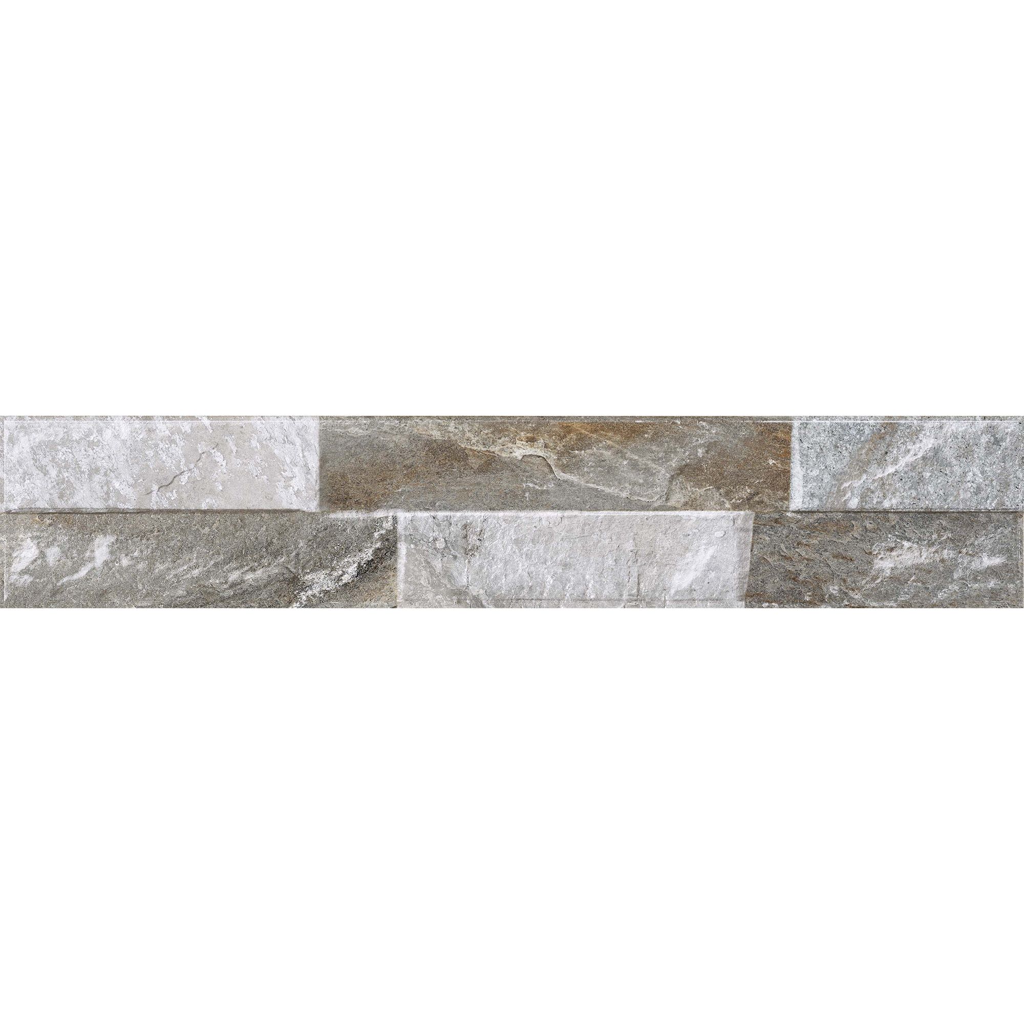 Piedra Grey Matt splitface Slate effect Textured Porcelain Indoor Wall tile, Pack of 24, (L)444mm (W)80mm