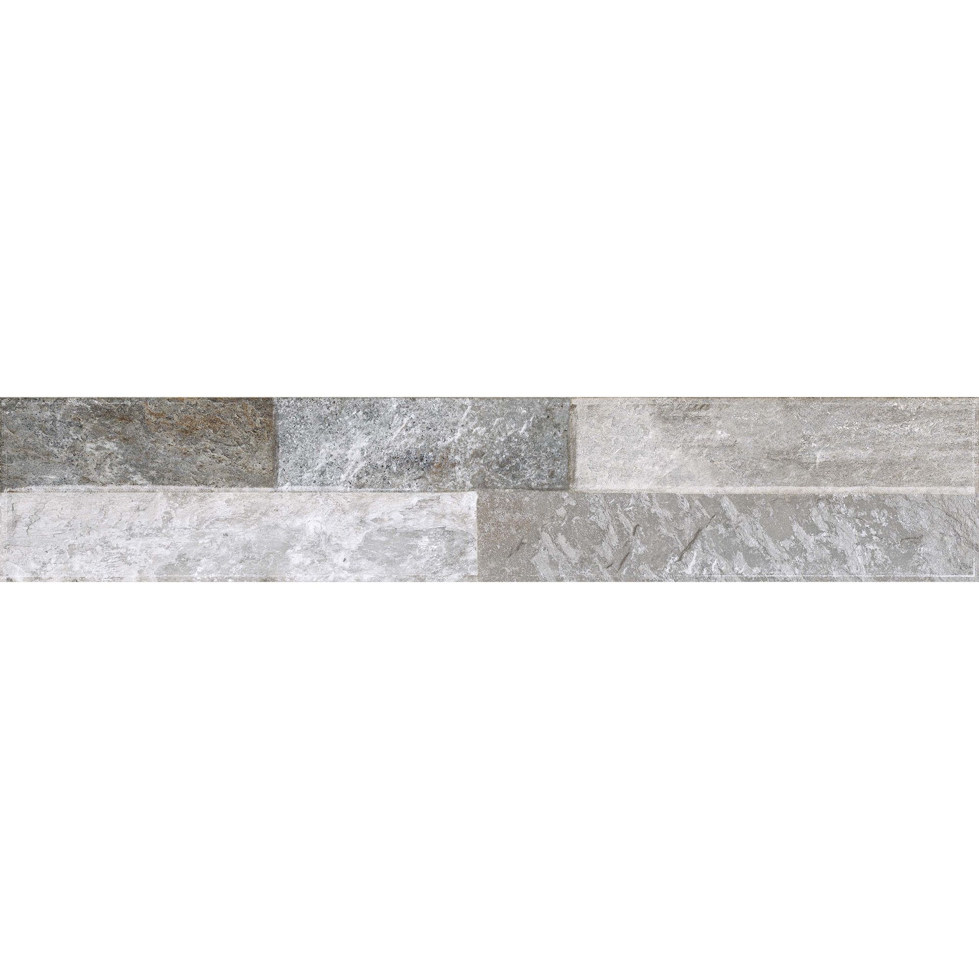 Piedra Grey Matt splitface Slate effect Textured Porcelain Indoor Wall tile, Pack of 24, (L)444mm (W)80mm