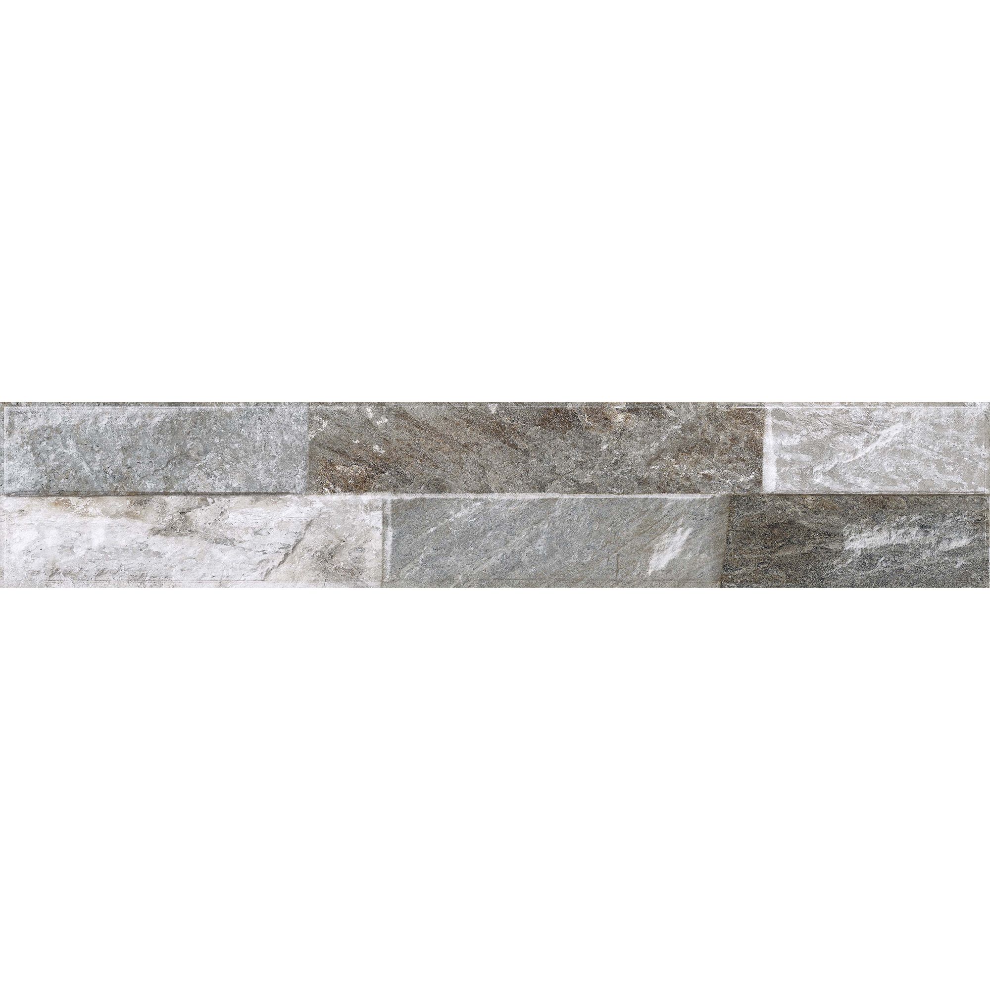 Piedra Grey Matt splitface Slate effect Textured Porcelain Indoor Wall tile, Pack of 24, (L)444mm (W)80mm