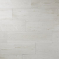 Pine wood White Matt Wood effect Porcelain Wall & floor Tile Sample