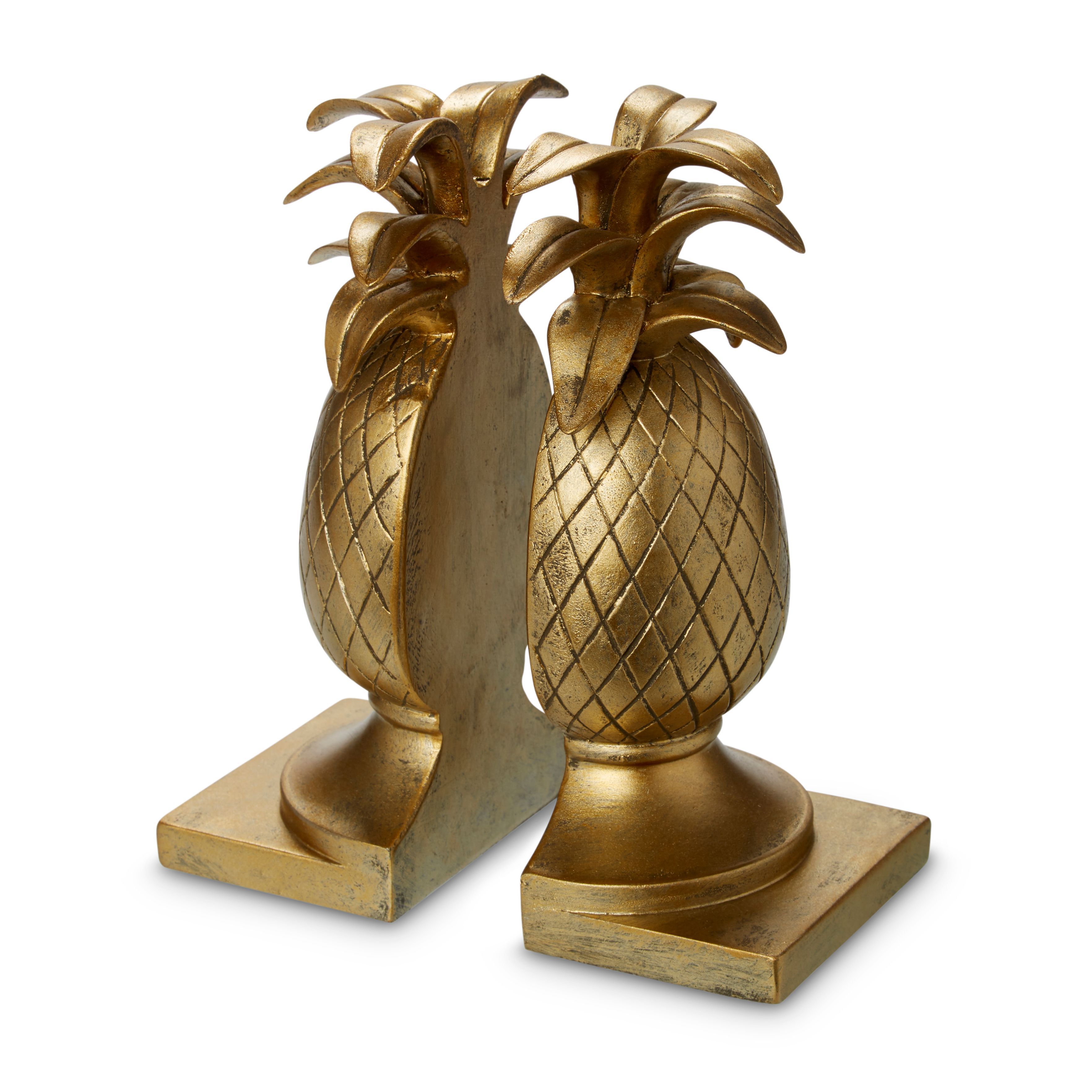 Pineapple Resin Bookend, Gold effect DIY at B&Q