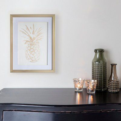 Pineapple White Framed print (H)43cm x (W)33cm