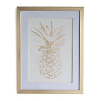 Pineapple White Framed print (H)43cm x (W)33cm