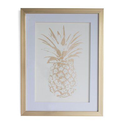 Pineapple White Framed print (H)43cm x (W)33cm