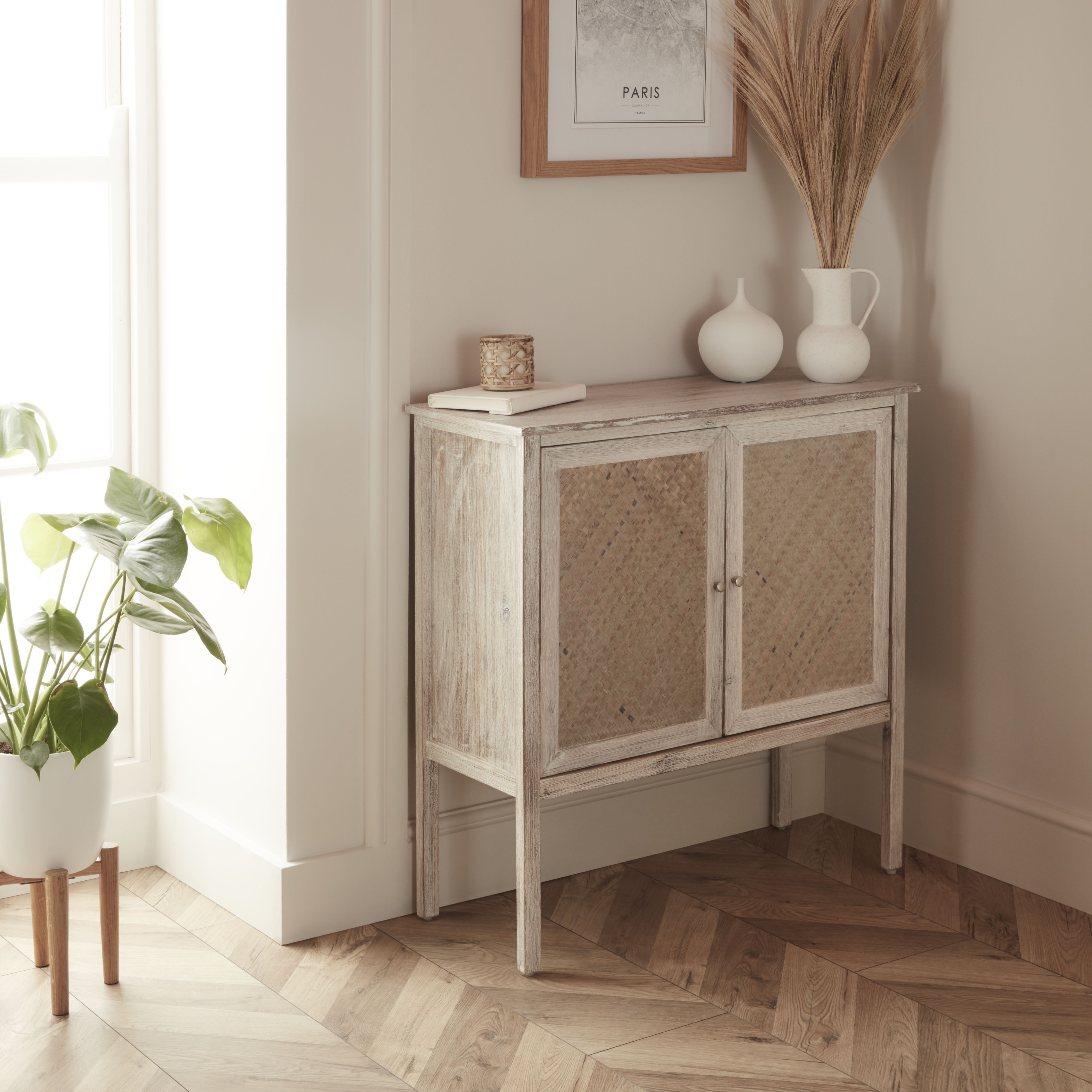 Pinilla Matt White Textured Sideboard (H)800mm (W)300mm (D)300mm
