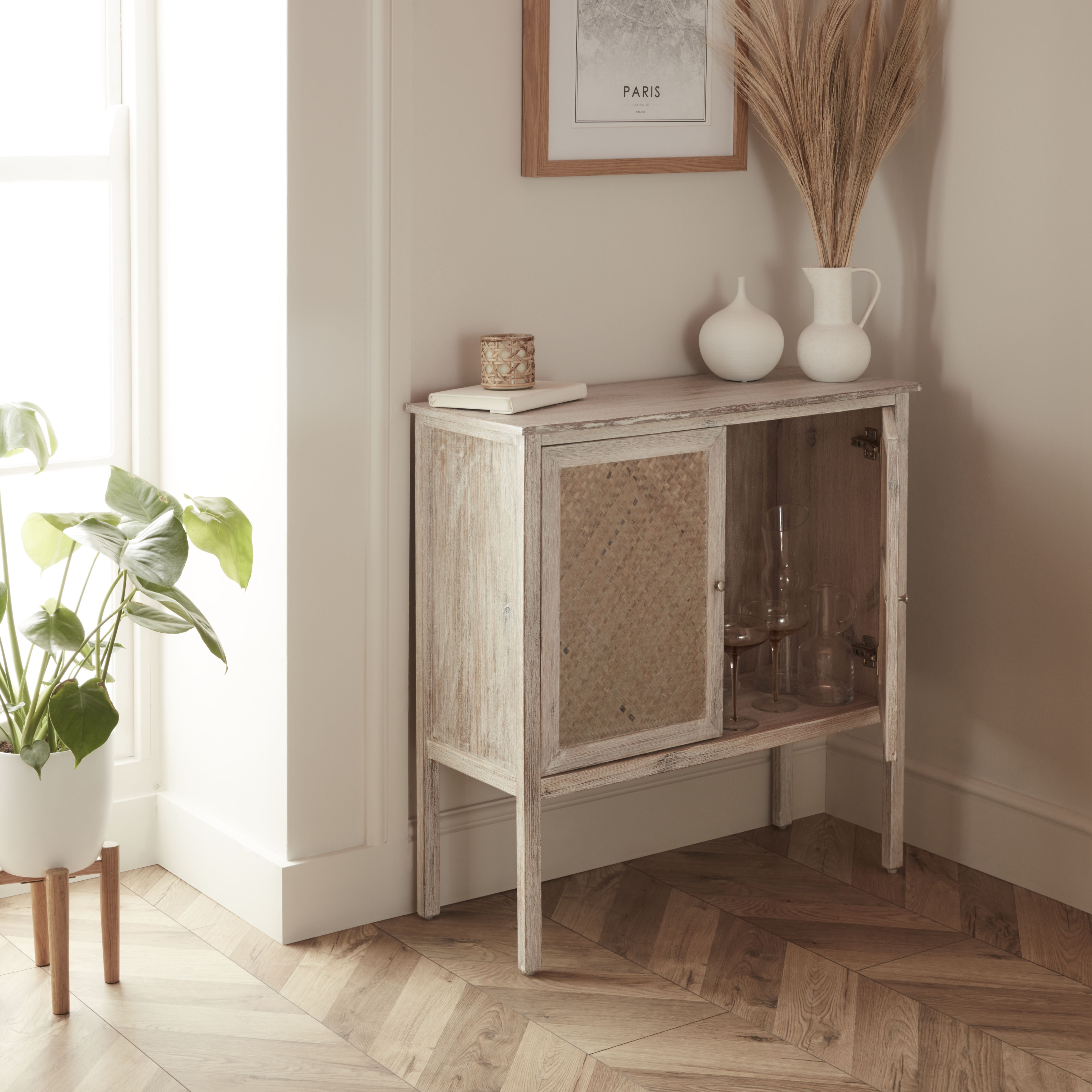 Pinilla Matt White Textured Sideboard (H)800mm (W)300mm (D)300mm