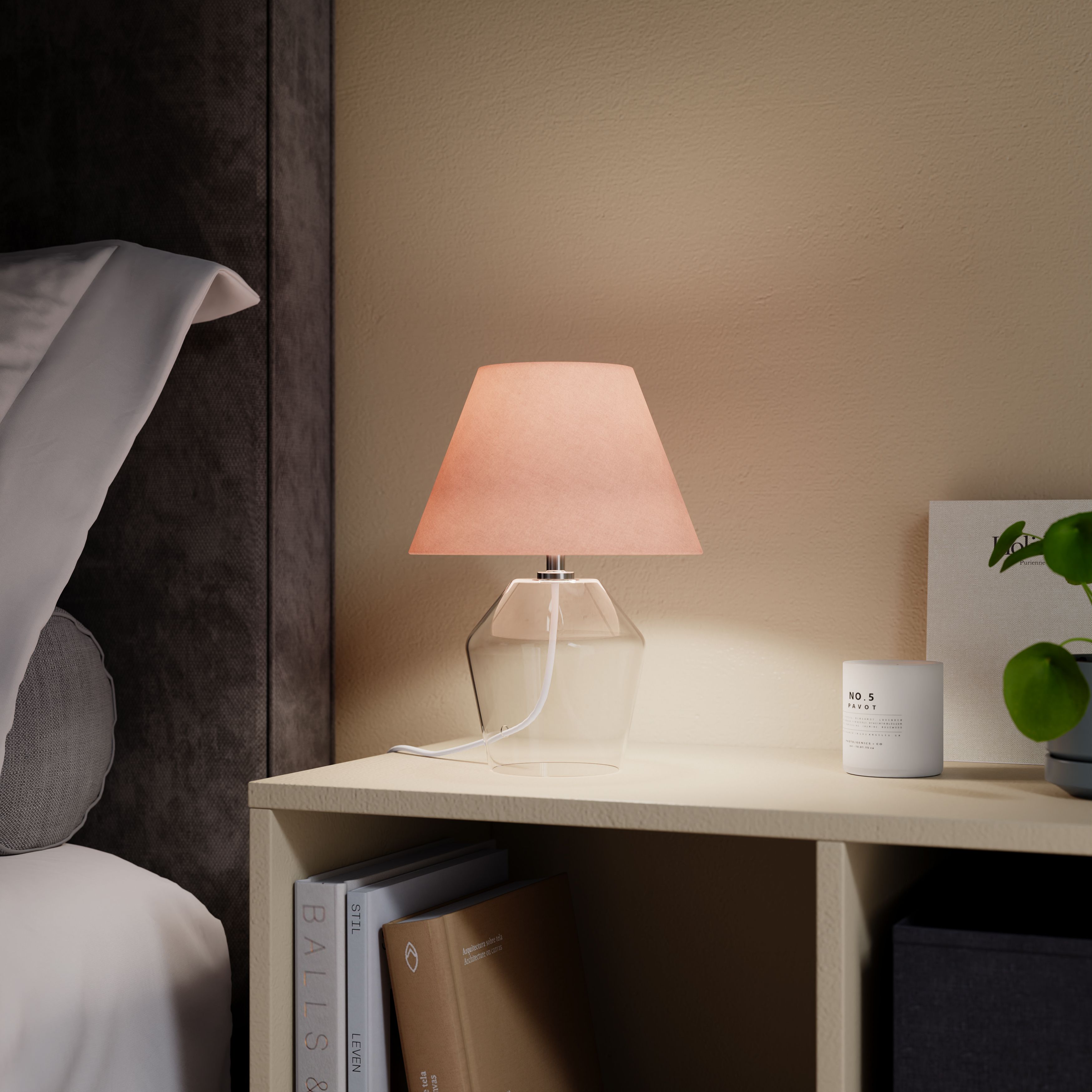 Pink & Clear Glass LED Table lamp