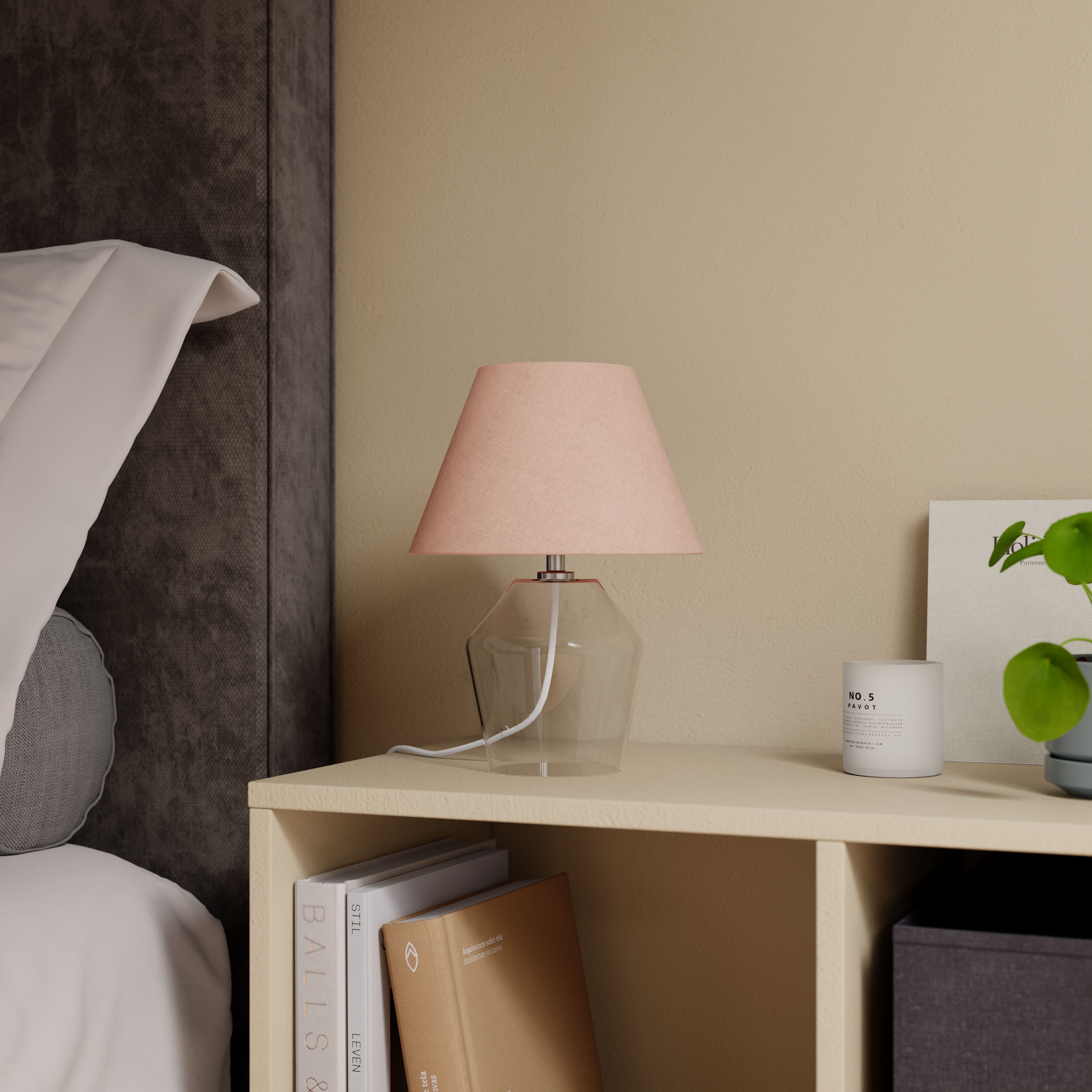 Pink & Clear Glass LED Table lamp