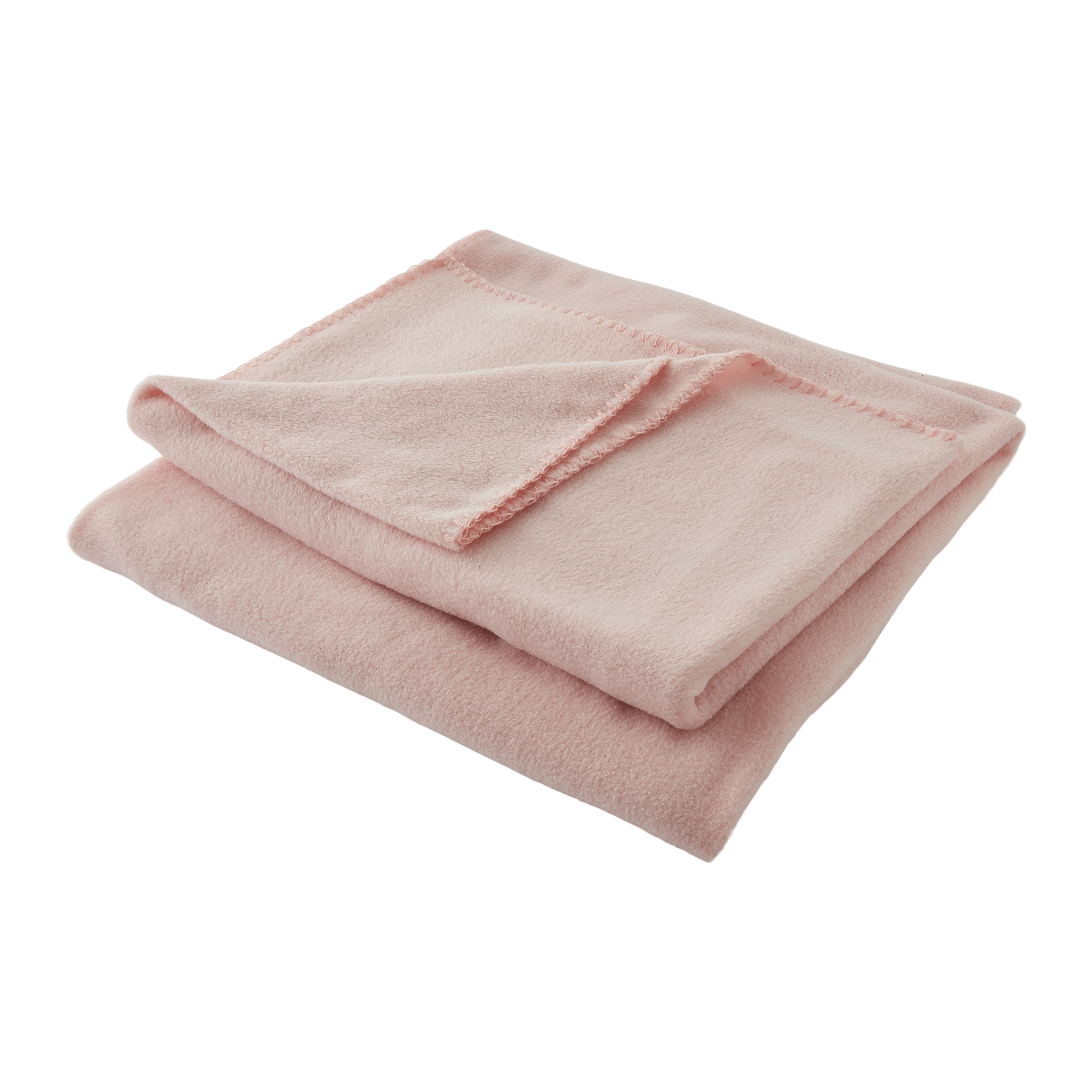 Pink Fleece Plain Throw (L) 170cm x (W) 120cm