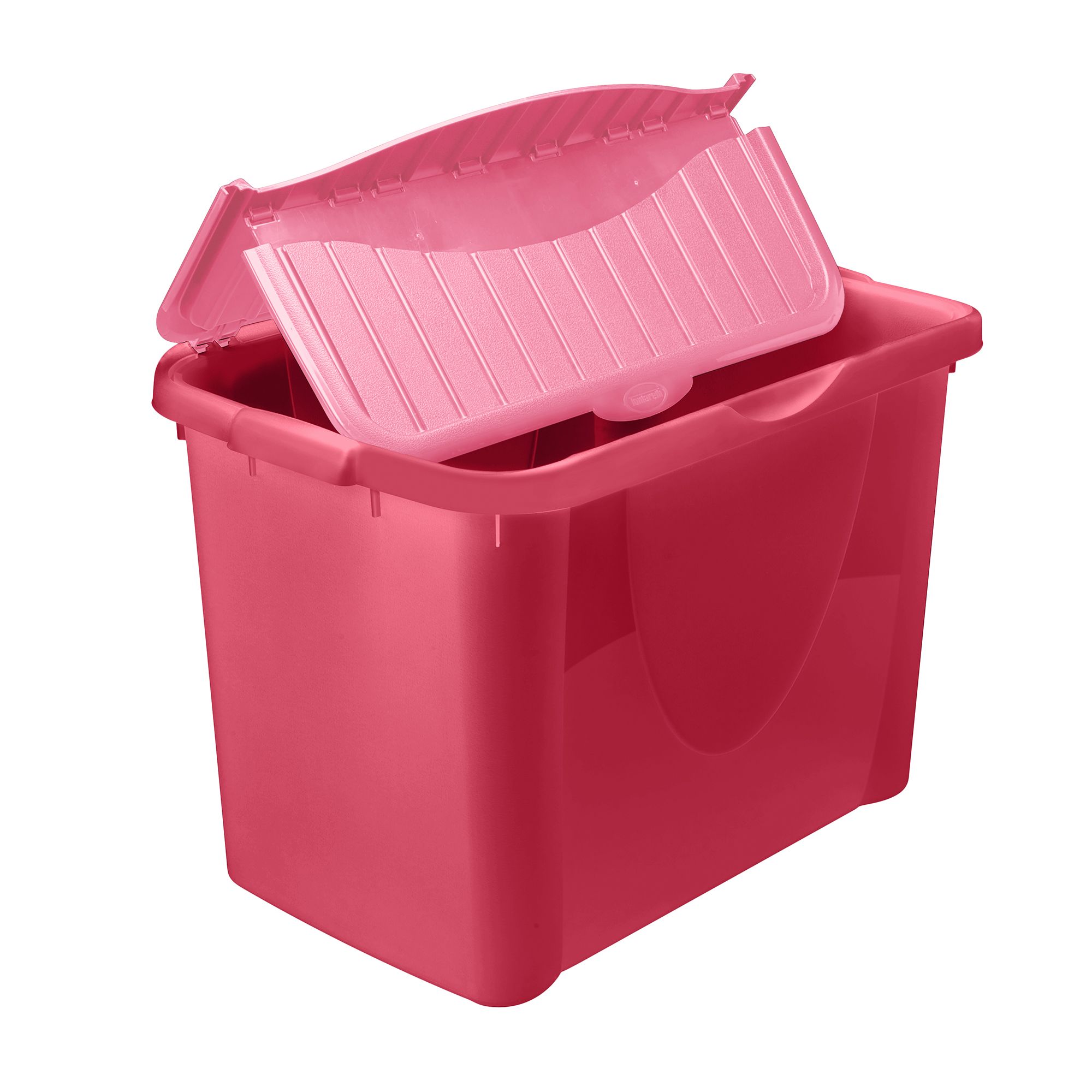 Pink Flip lid Plastic Stackable Storage box & 1x base & lid | DIY at B&Q