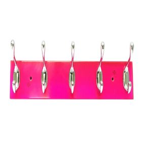 Pink Glitter 5 Hook rail, (L)438mm (H)72mm