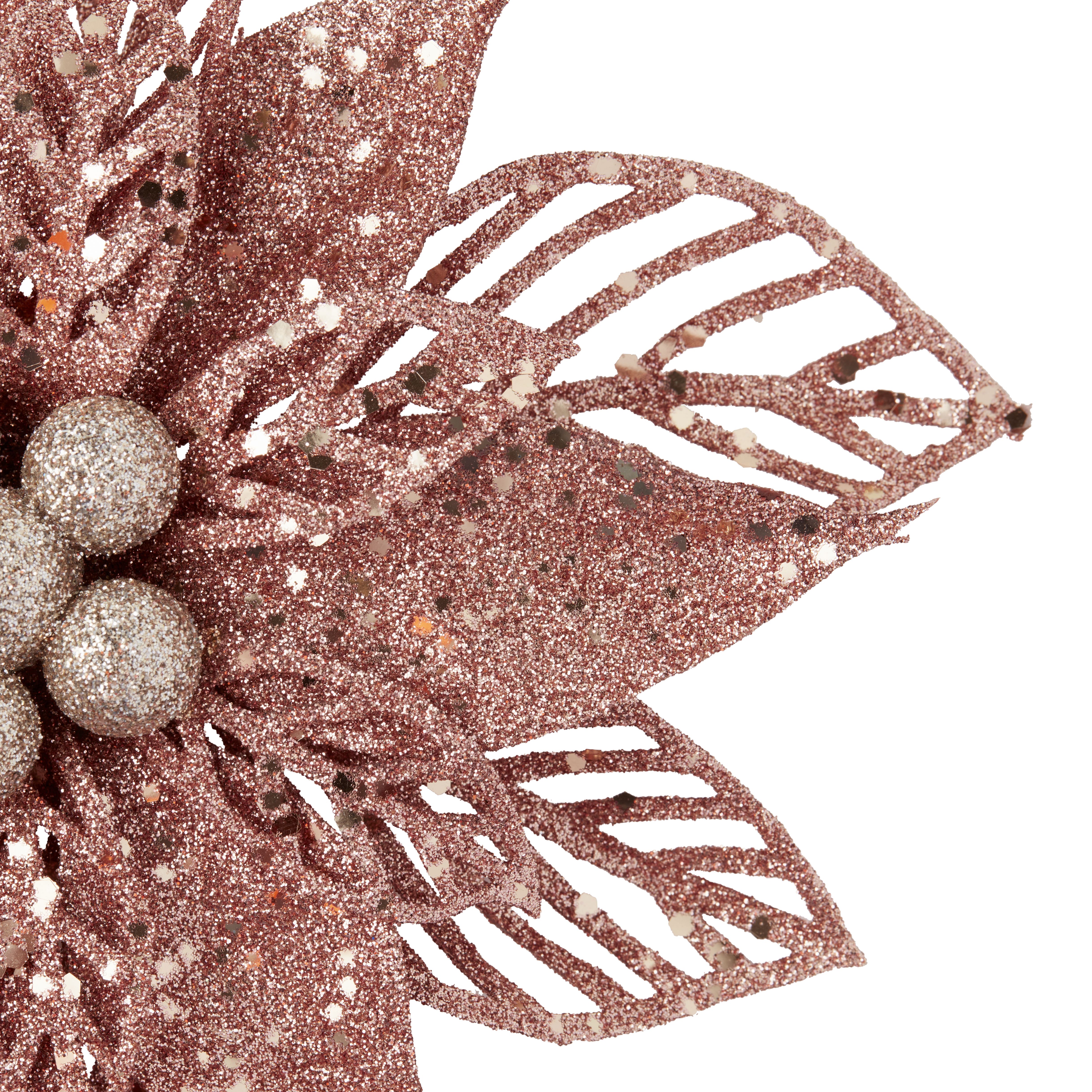 Pink Glitter effect Flower Clip-on Clip