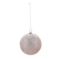 Pink Glitter effect Plastic Scalloped Bauble