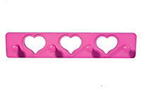 Pink Heart Hook rail, (L)400mm (H)12mm
