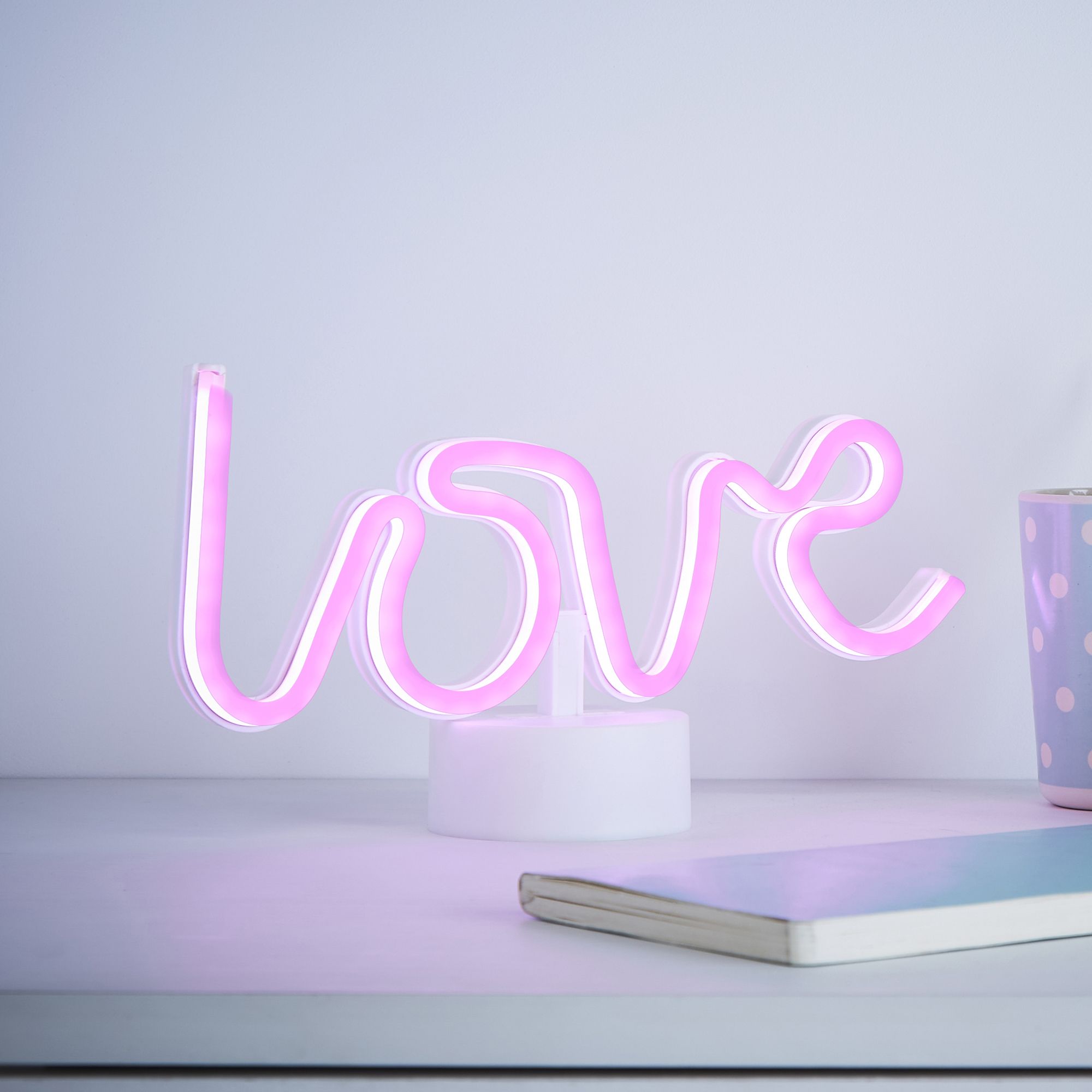 Pink LED Battery-powered Neon love Table light