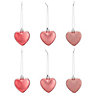 Pink Pearlescent effect Plastic Heart Decoration, Pack of 6