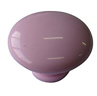 Pink Plastic Round Internal Door knob (Dia)40mm, Pack of 10