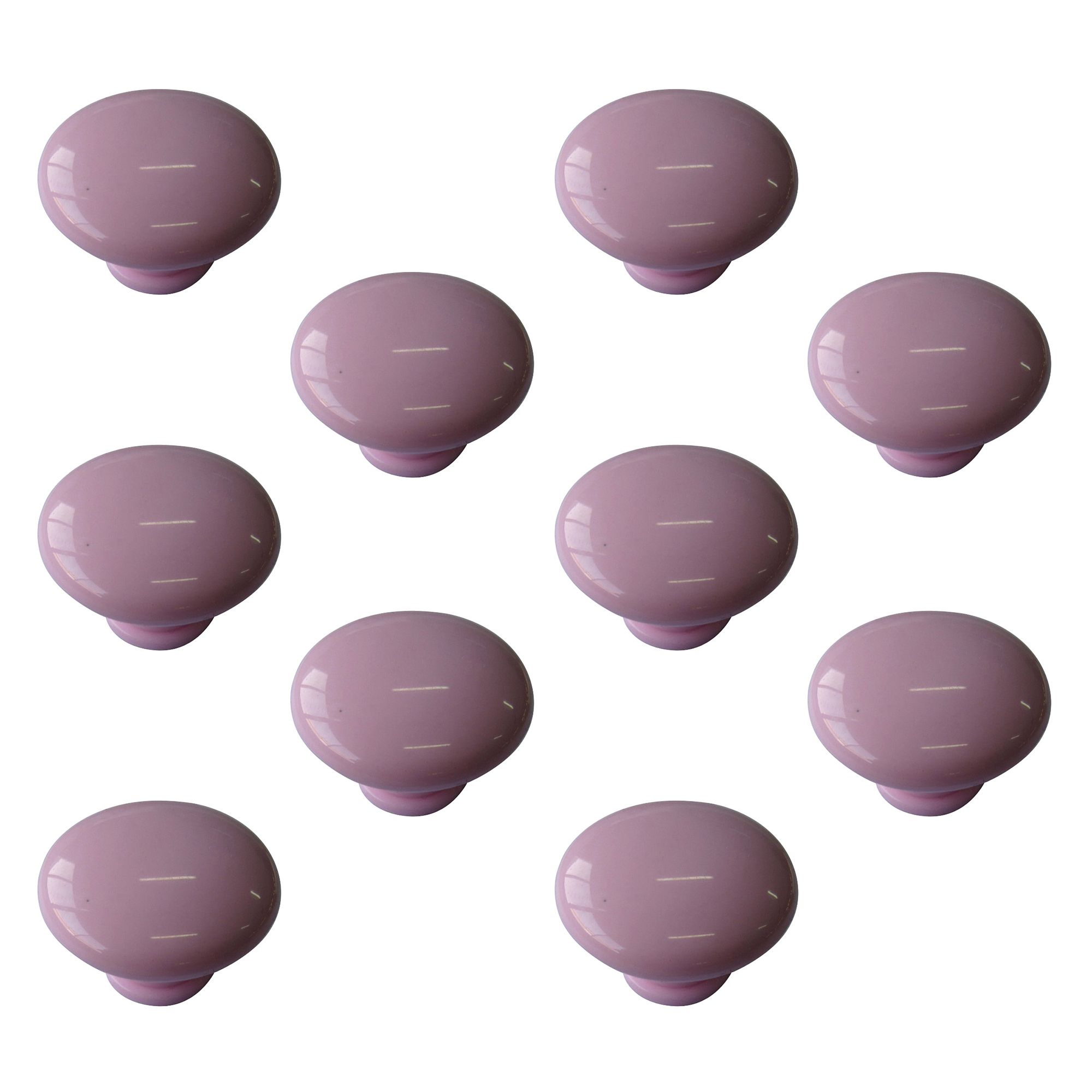 Pink Plastic Round Internal Door knob (Dia)40mm, Pack of 10