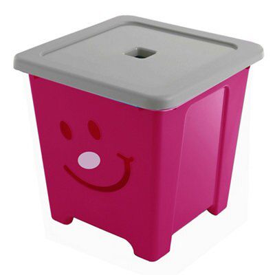 Pink Smile 36L Plastic Stackable Toy Storage box & Lid