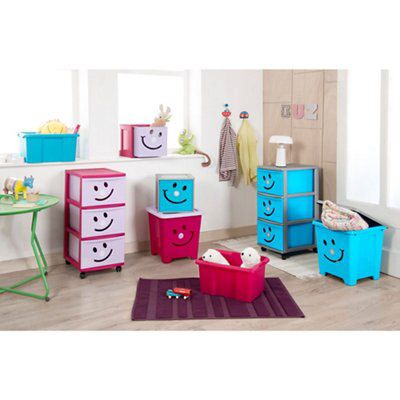 Pink Smile 36L Plastic Stackable Toy Storage box & Lid