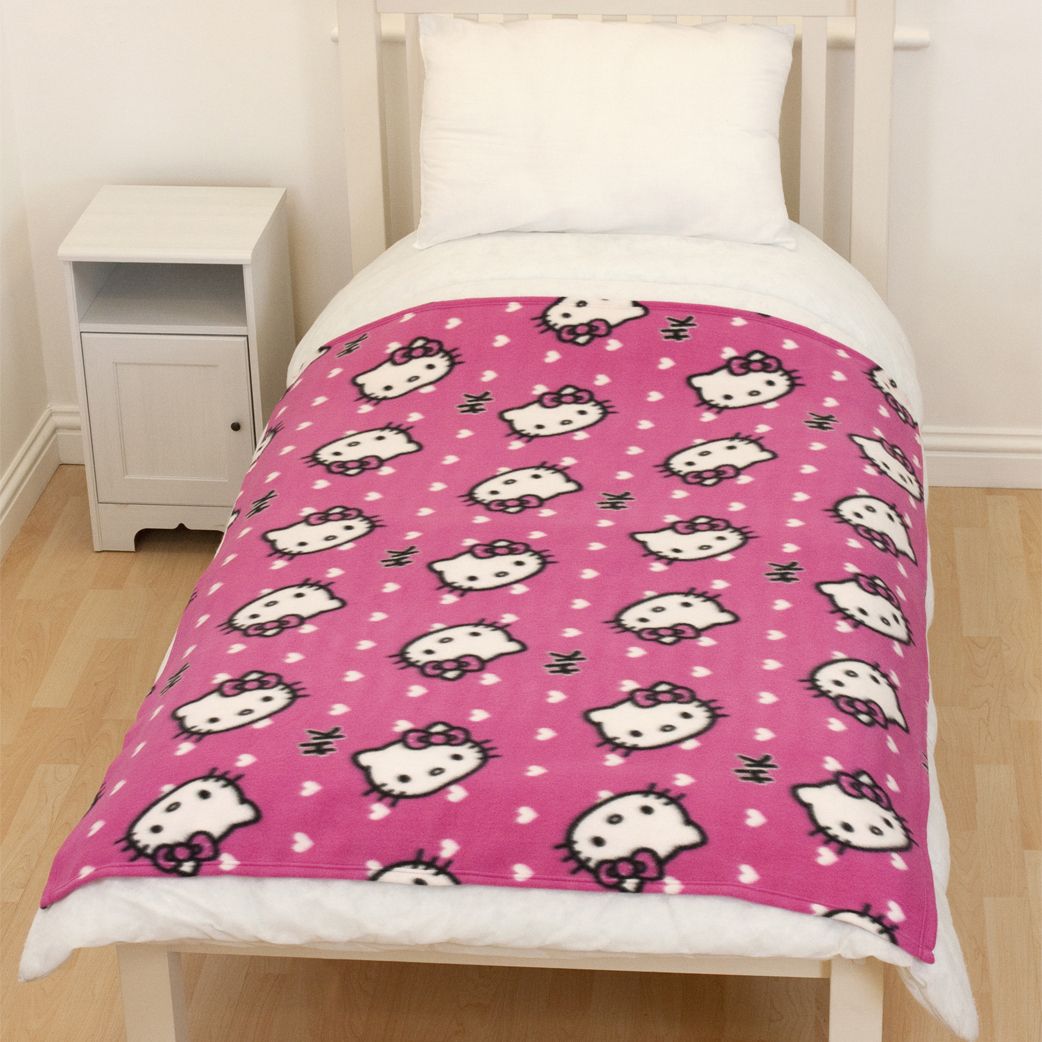 Pink & white Hello Kitty Fleece Blanket