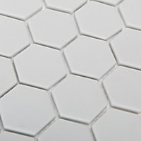 Plain Light grey Frosted Matt Glass effect Flat Glass Mosaic tile sheet, (L)300mm (W)300mm