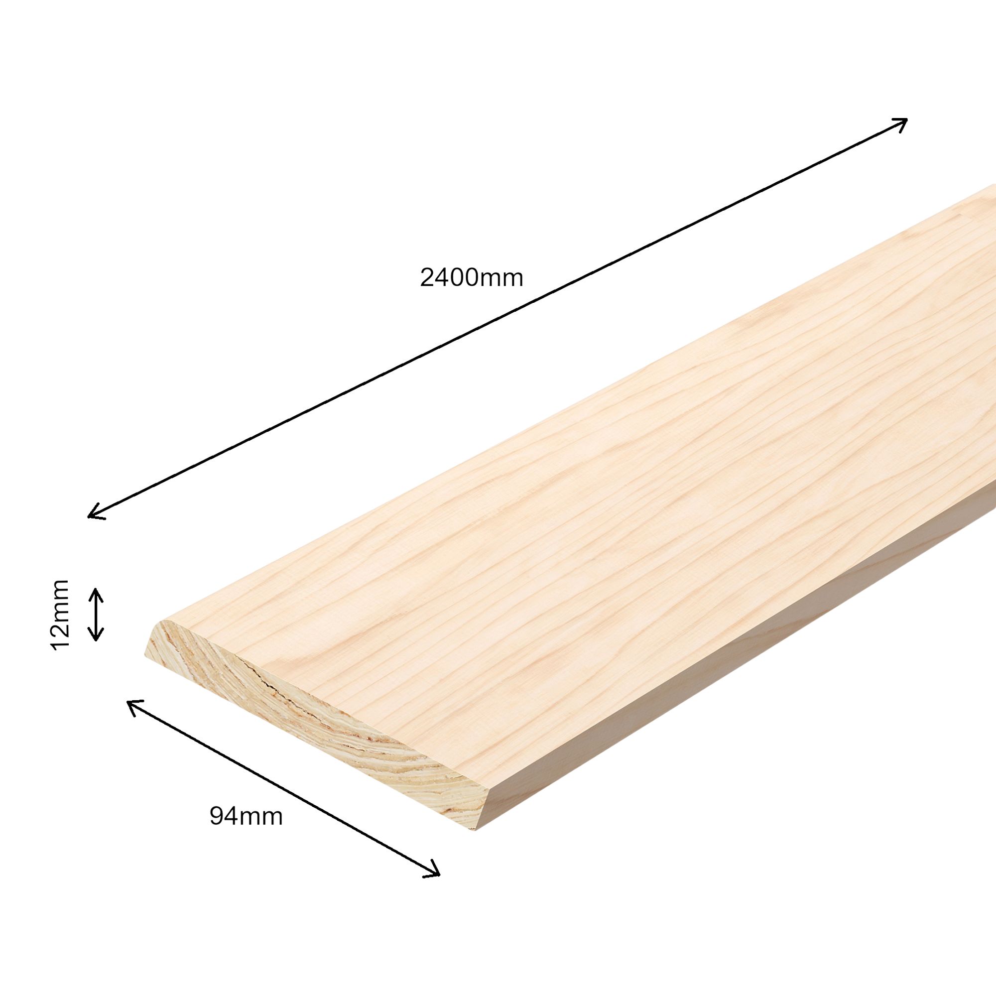 Planed Neutral Pine Bullnose Skirting board (L)2400mm (W)94mm (T)12mm