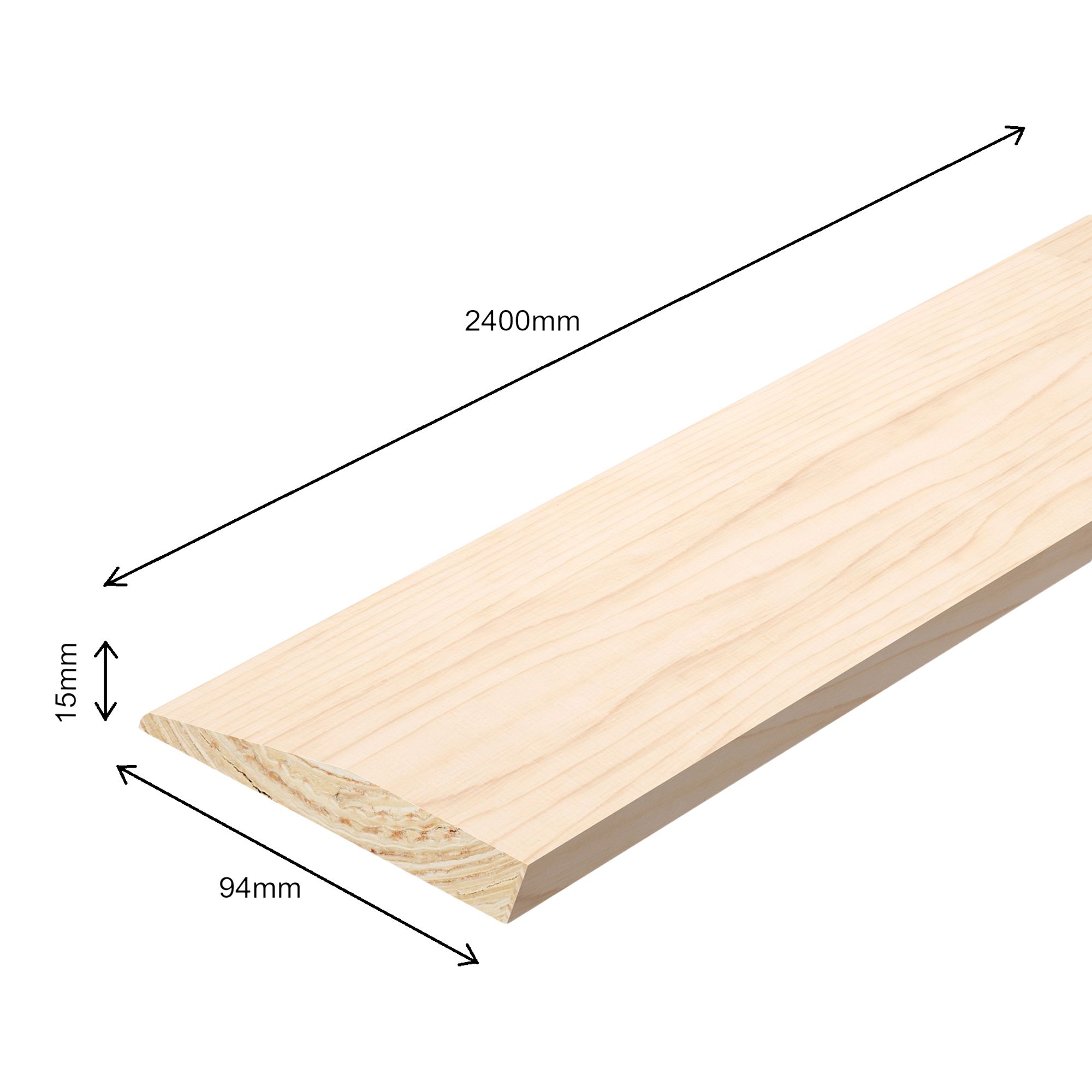 Planed Neutral Pine Chamfered Skirting board (L)2400mm (W)94mm (T)15mm
