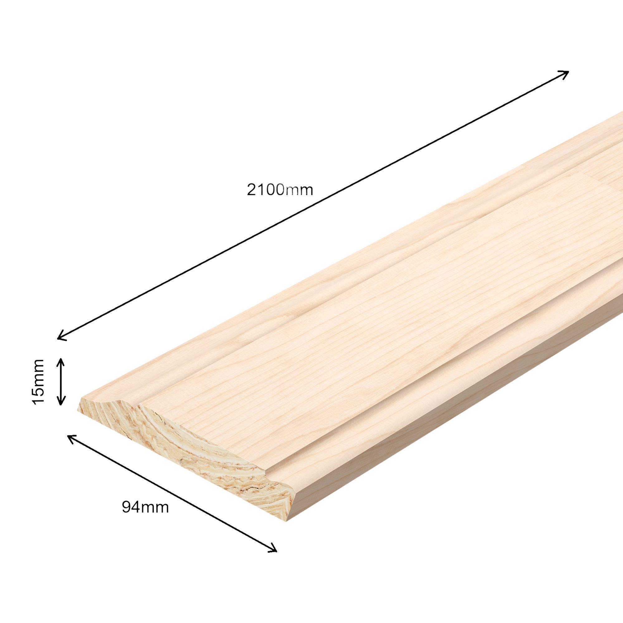 Planed Neutral Pine Ogee Skirting board (L)2100mm (W)94mm (T)15mm
