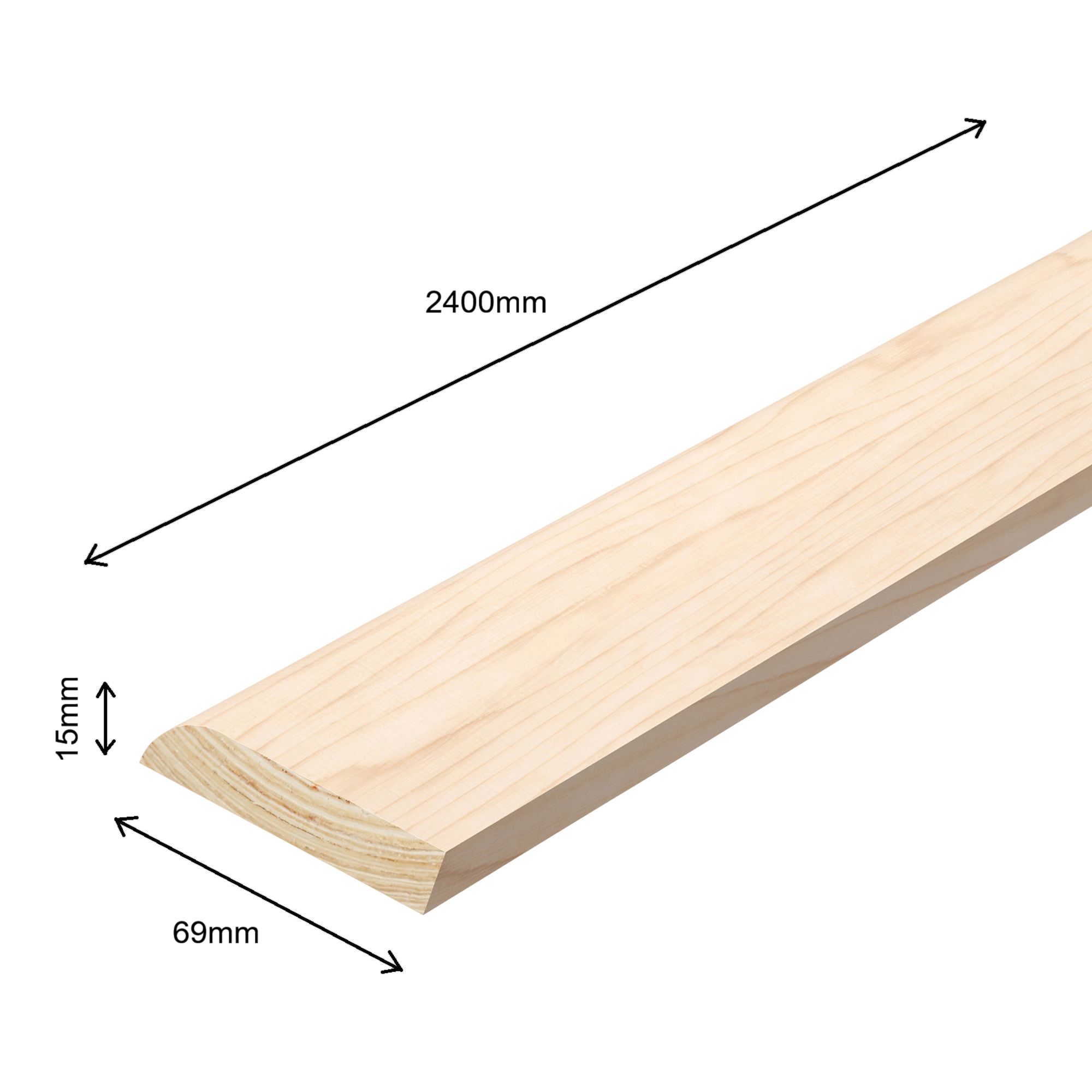 Planed Neutral Pine Rounded Skirting board (L)2400mm (W)69mm (T)15mm