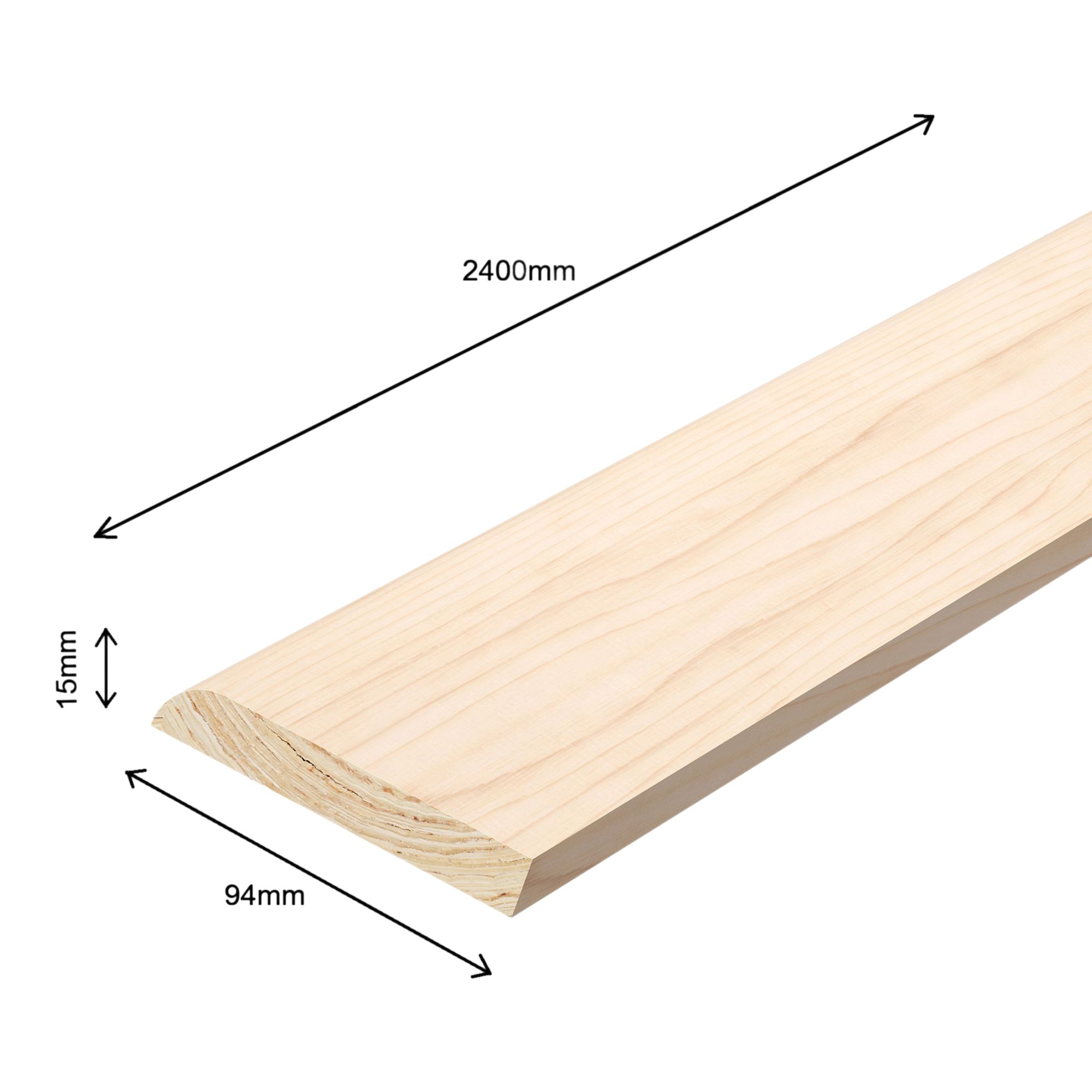 Planed Neutral Pine Rounded Skirting board (L)2400mm (W)94mm (T)15mm