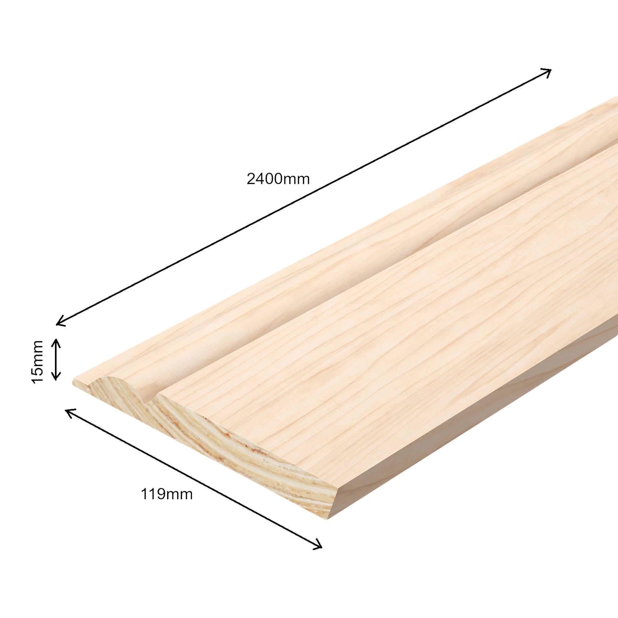 Planed Neutral Pine Torus Skirting board (L)2400mm (W)119mm (T)15mm