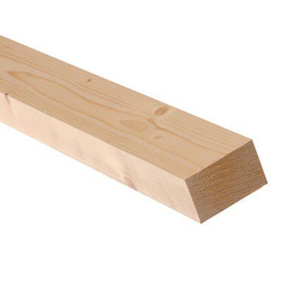 Planed square edge Spruce Stick timber (L)1.8m (W)70mm (T)44mm 253278, Pack of 6