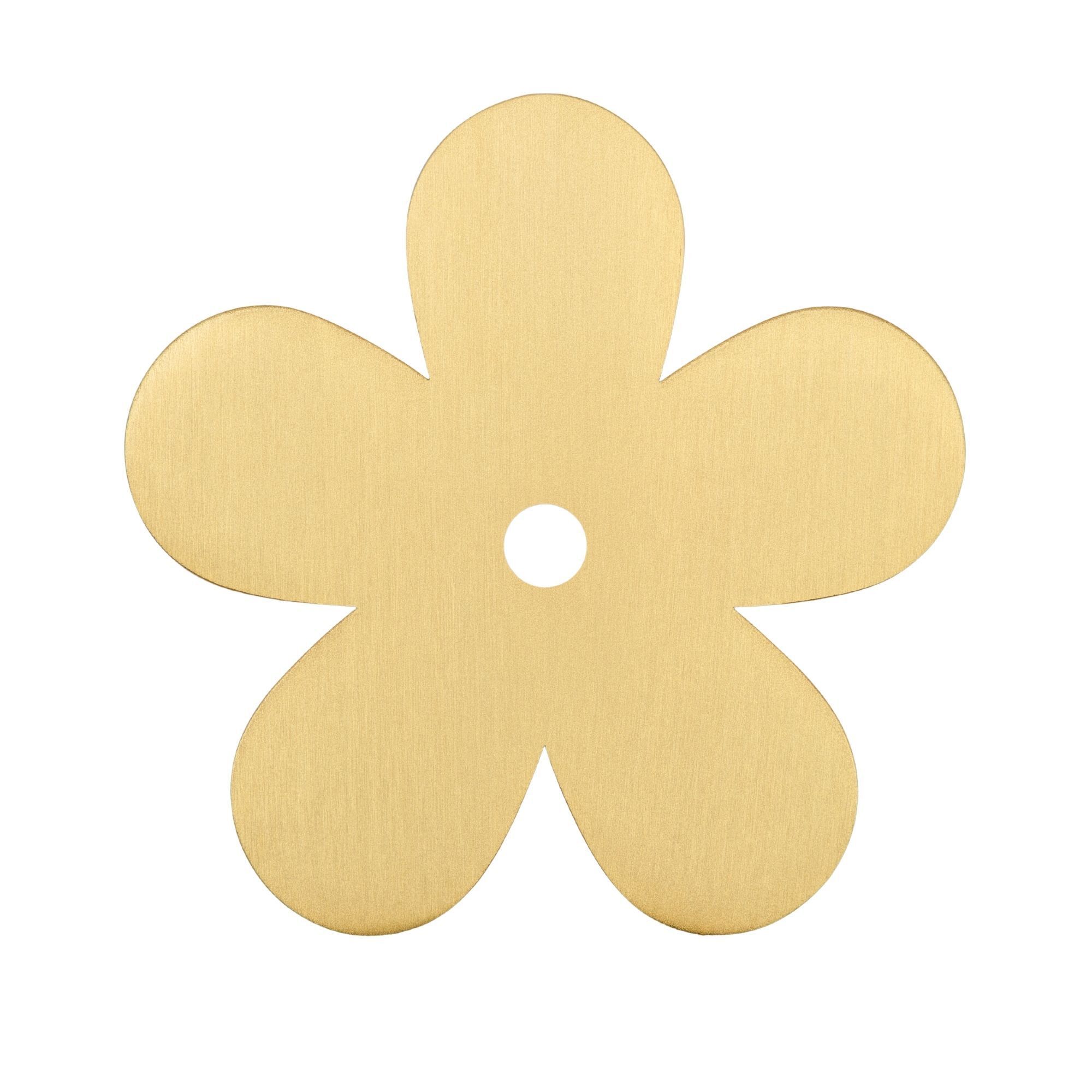 Plank Hardware Ada Gold effect Brass Flower Cabinet Knob backplate